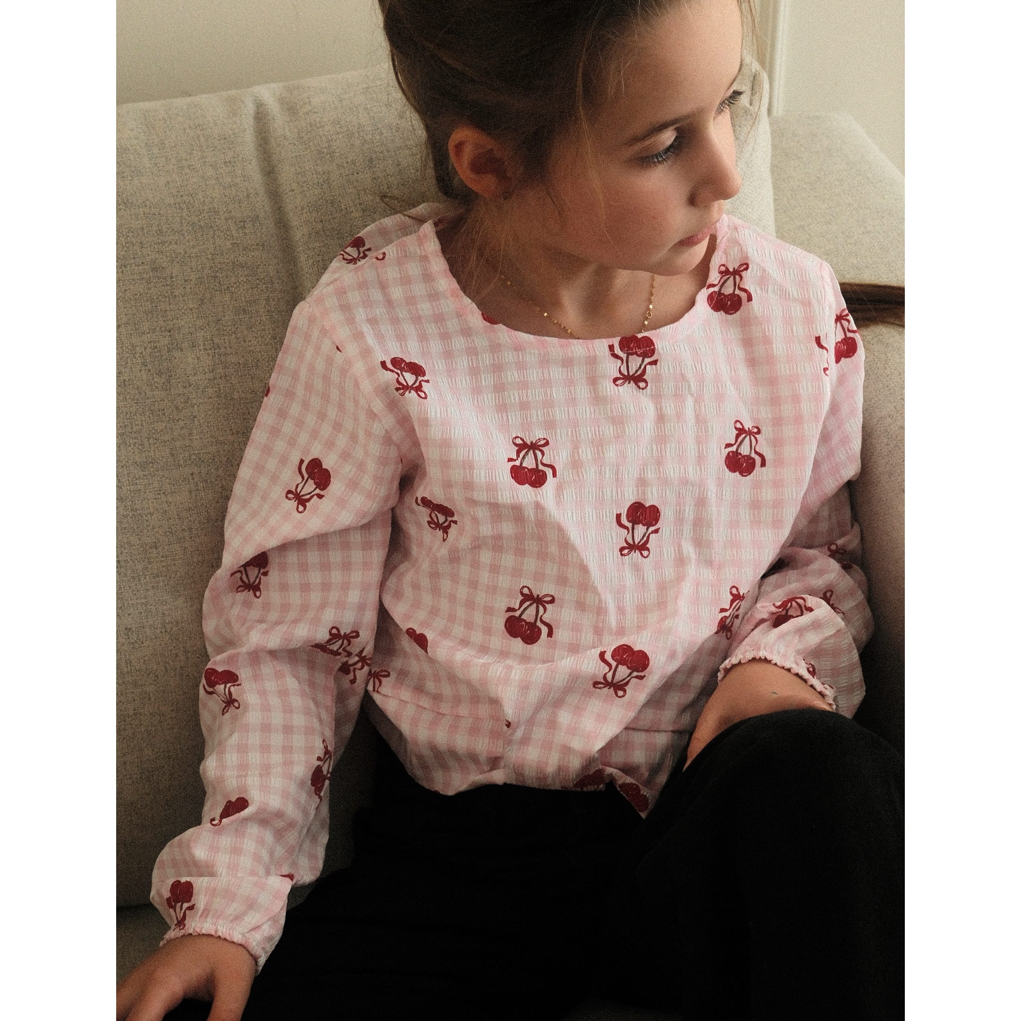 Blouse Vichy Cerises 7-14ans - Image 7