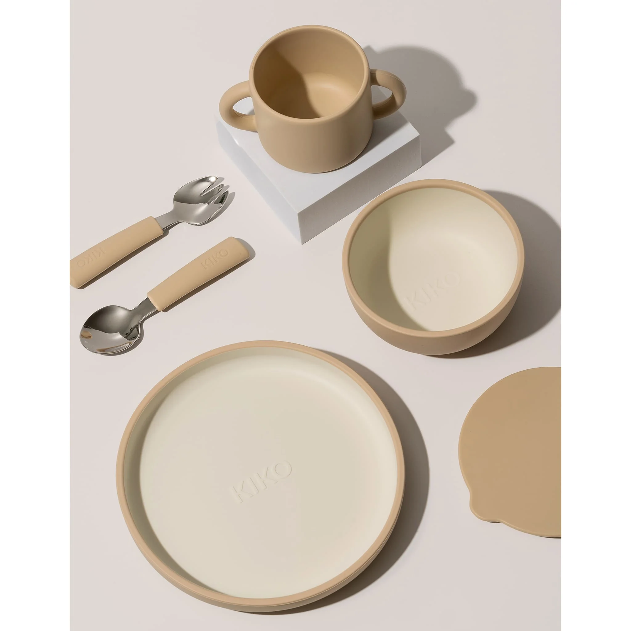 Bol Ă Ventouse en Silicone avec Couvercle - Sable - Image 3