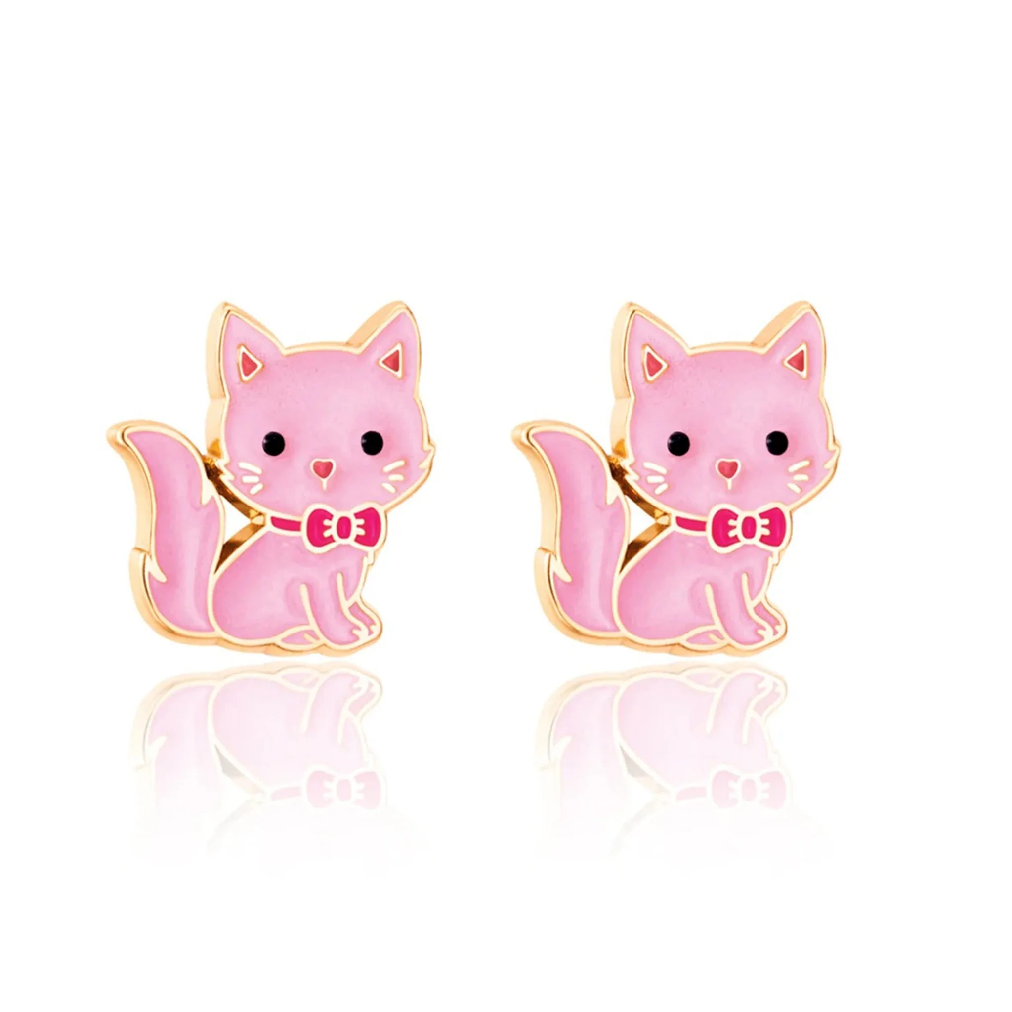 Boucles D'oreille Chat Rose