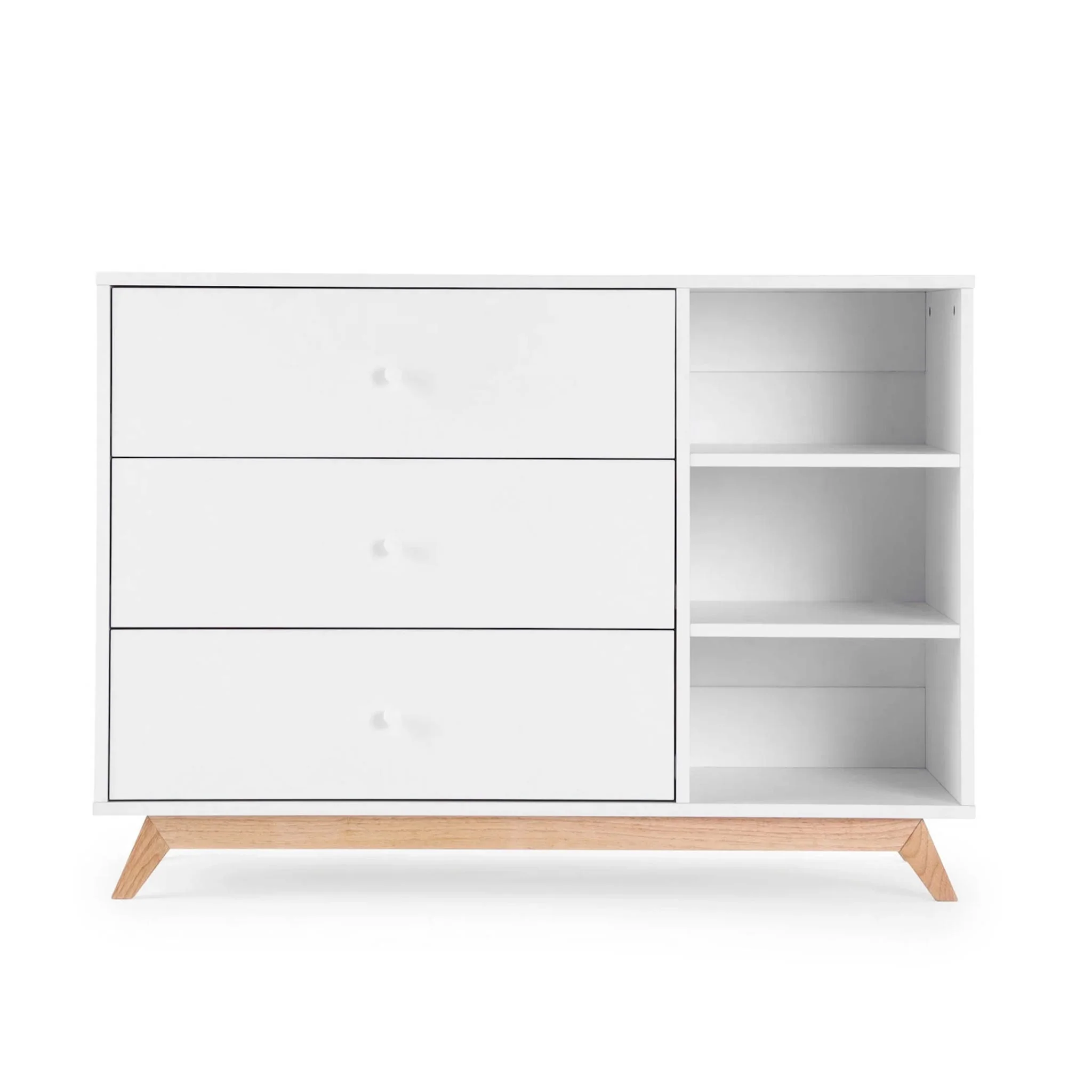Commode 3 Tiroirs Central Park - Blanc / Naturel