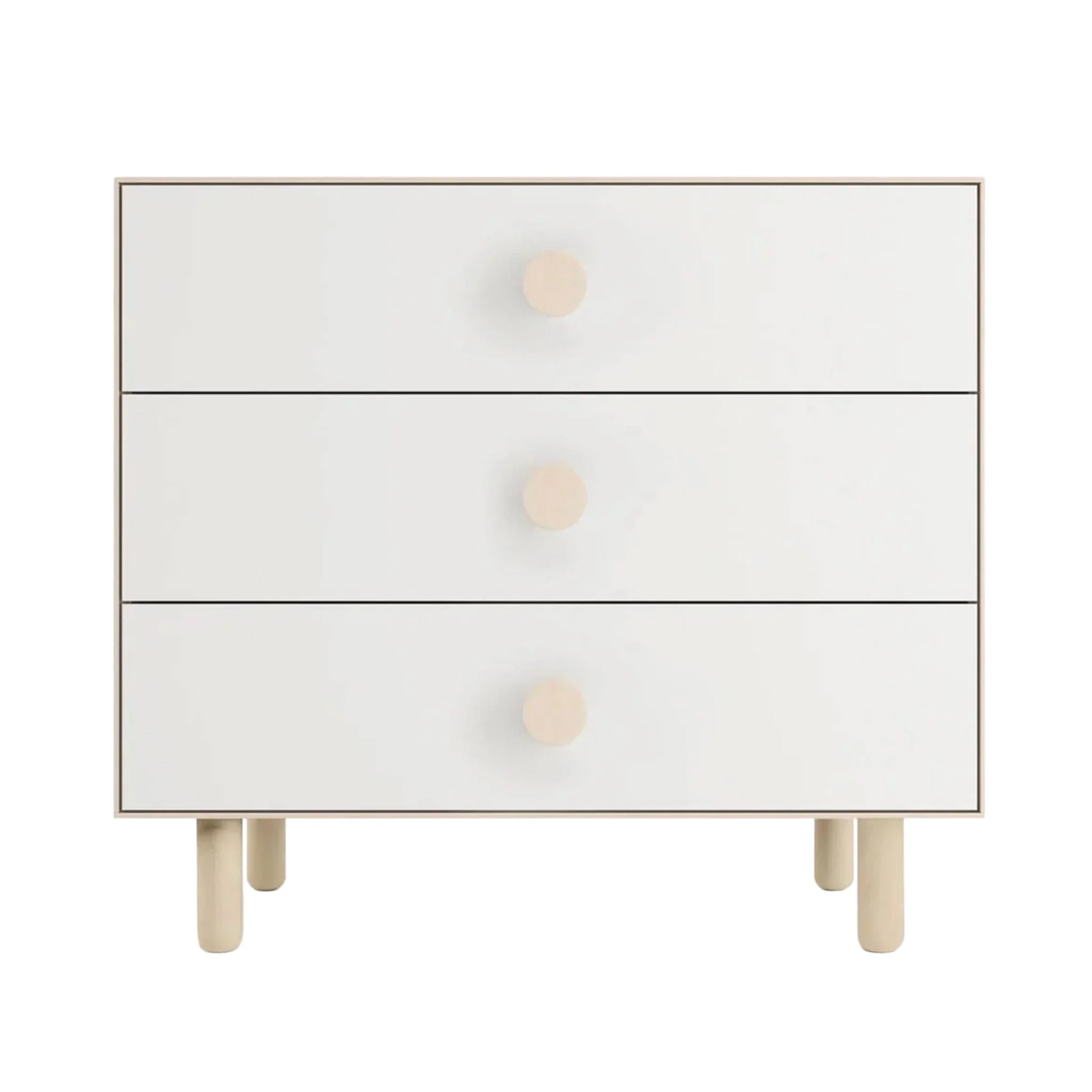 Commode 3 Tiroirs Dot - Blanc/ Naturel