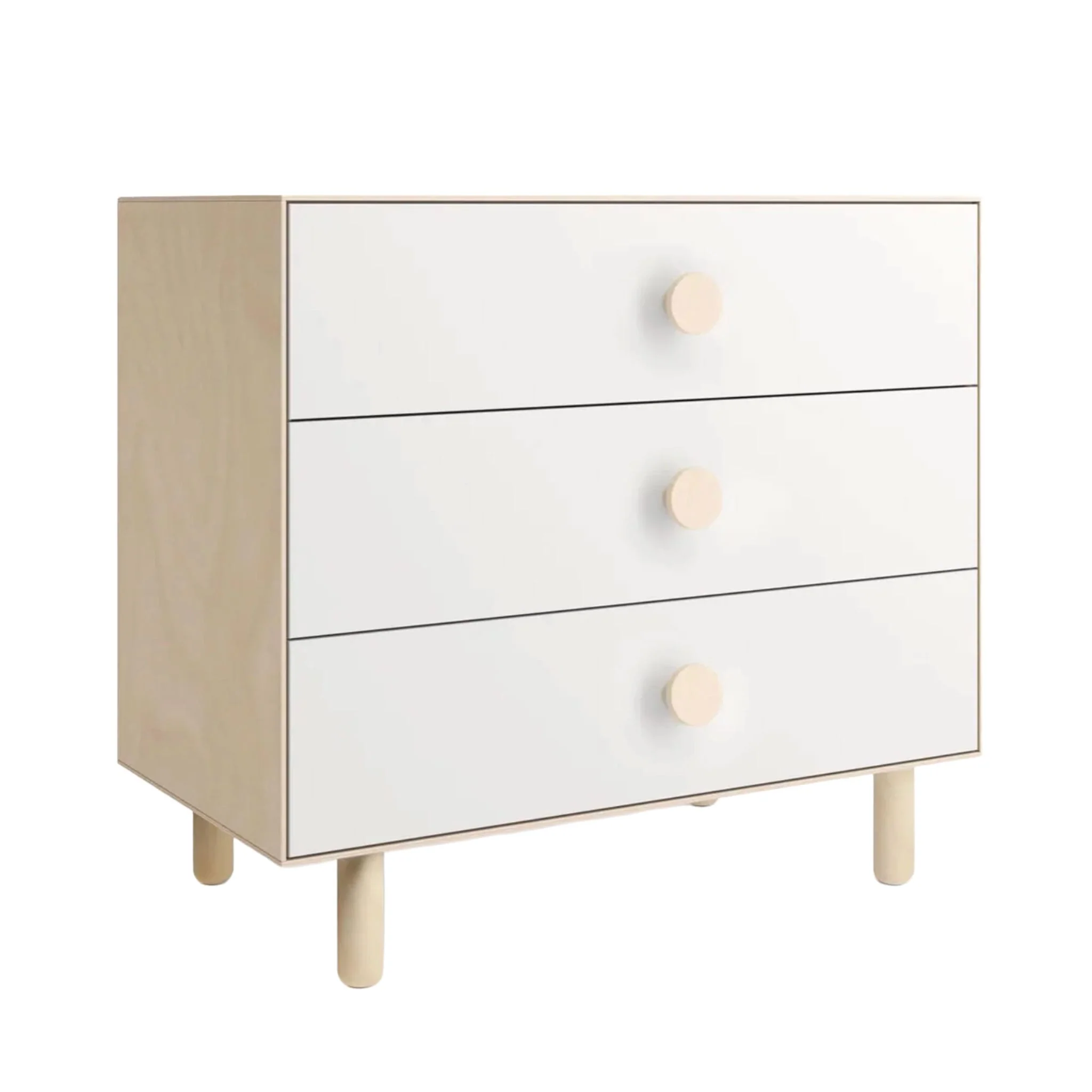 Commode 3 Tiroirs Dot - Blanc/ Naturel - Image 2