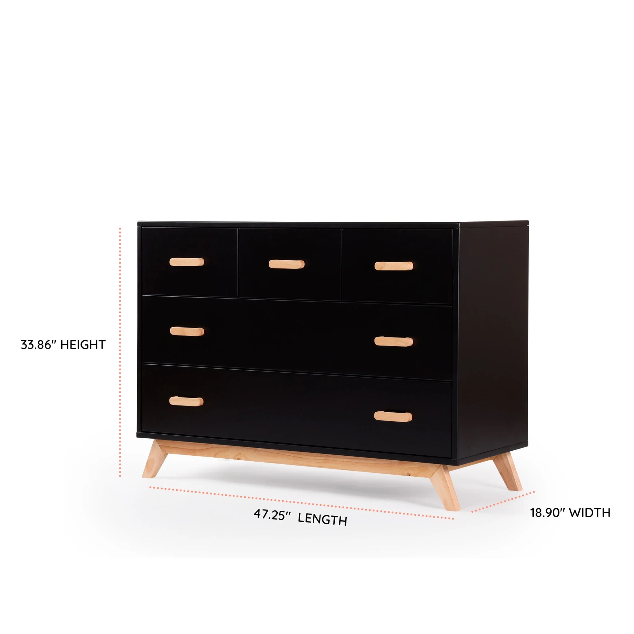 Commode 5 tiroirs Soho - Noir / Naturel - Image 6
