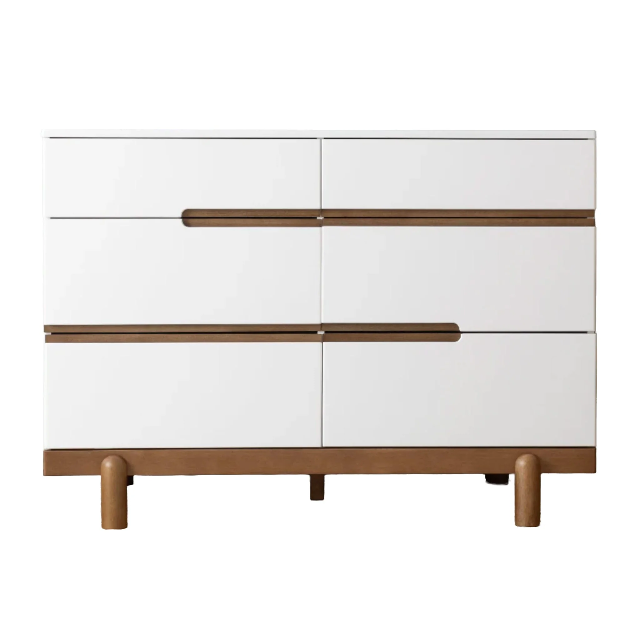 Commode 6 Tiroirs Bliss -  Noyer / Blanc