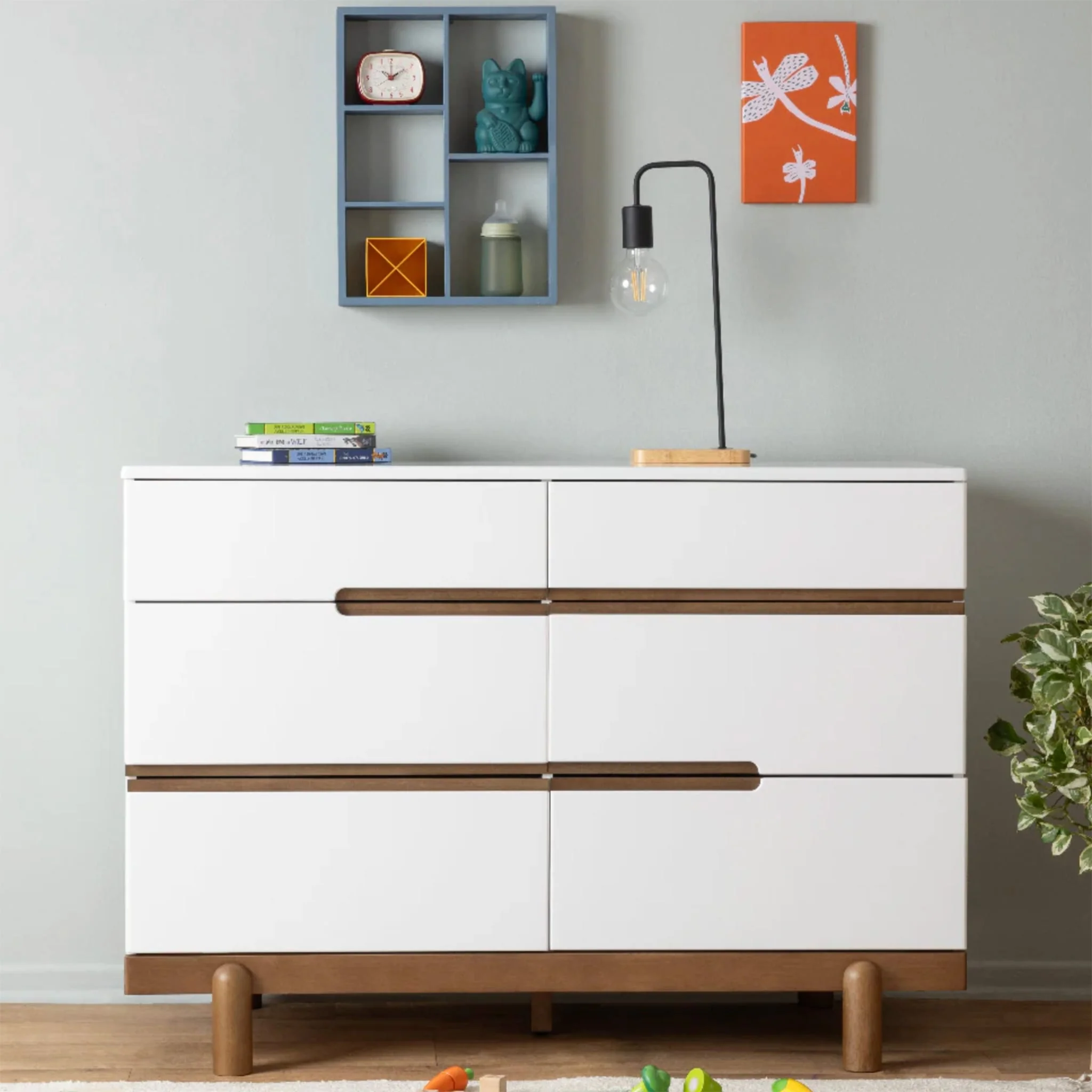 Commode 6 Tiroirs Bliss -  Noyer / Blanc - Image 2