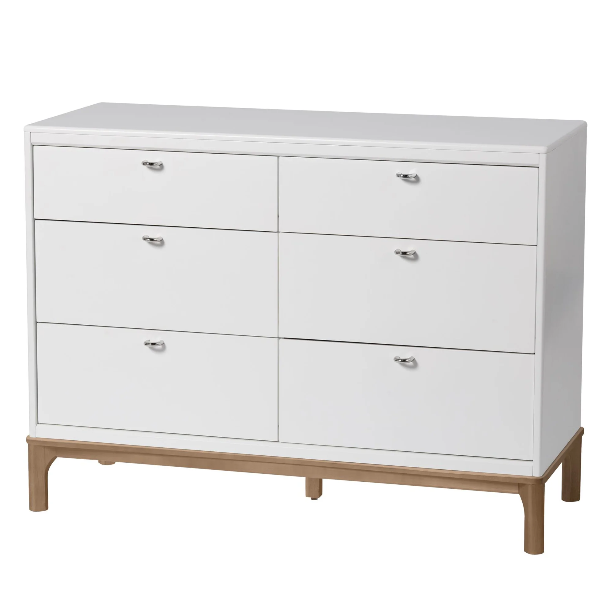 Commode 6 Tiroirs Laurel - Blanc/Noyer