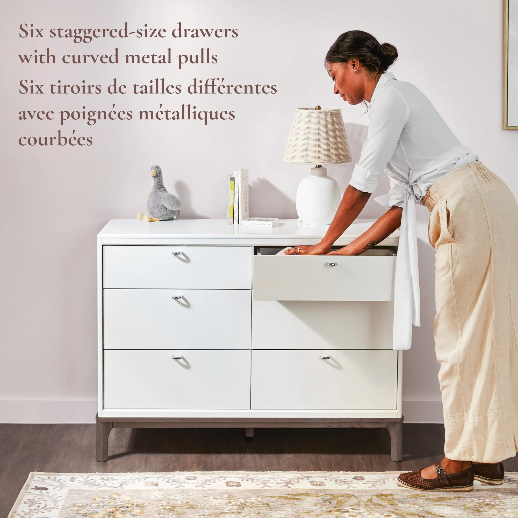 Commode 6 Tiroirs Laurel - Blanc/Noyer - Image 2