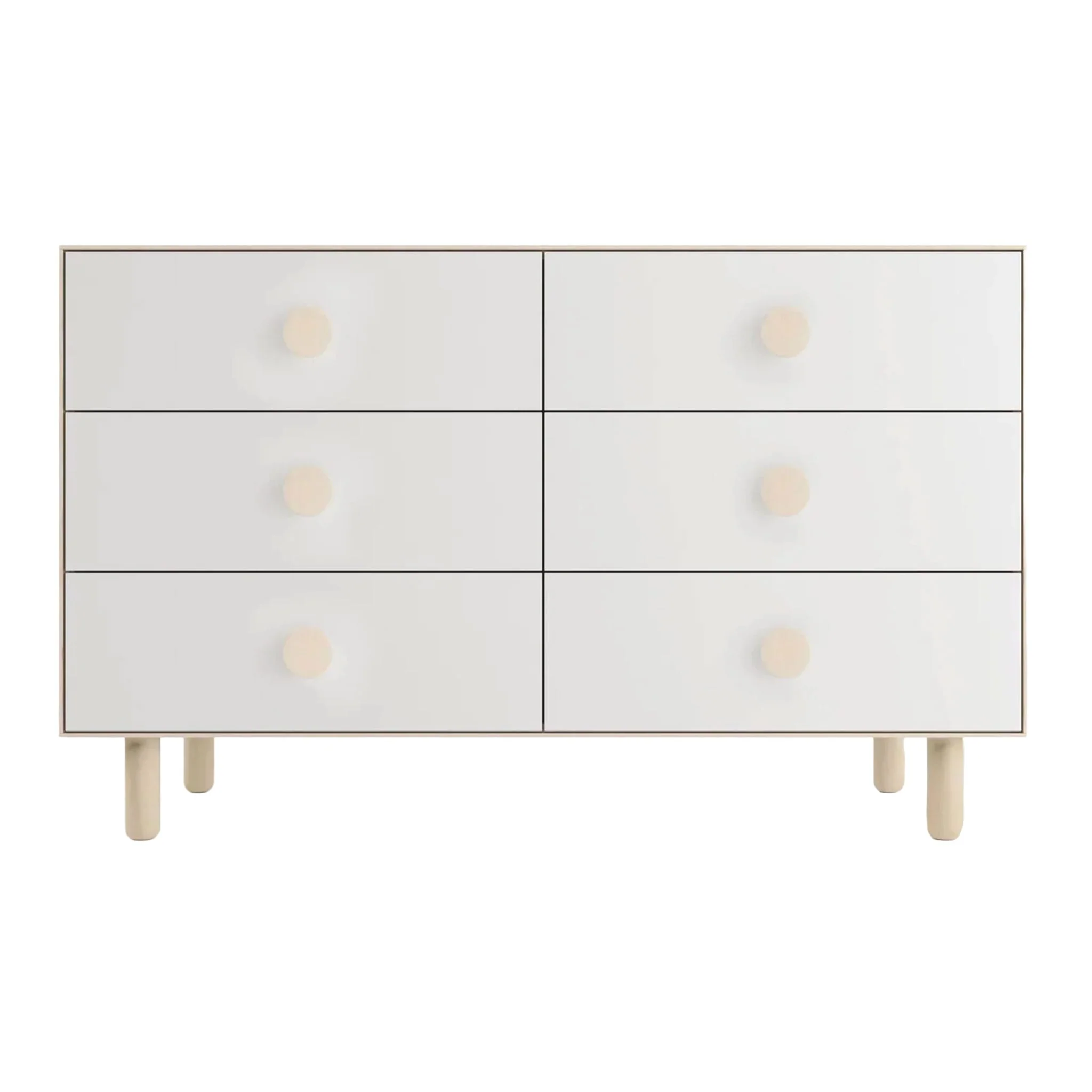 Commode 6 Tiroirs Dot - Blanc/ Naturel
