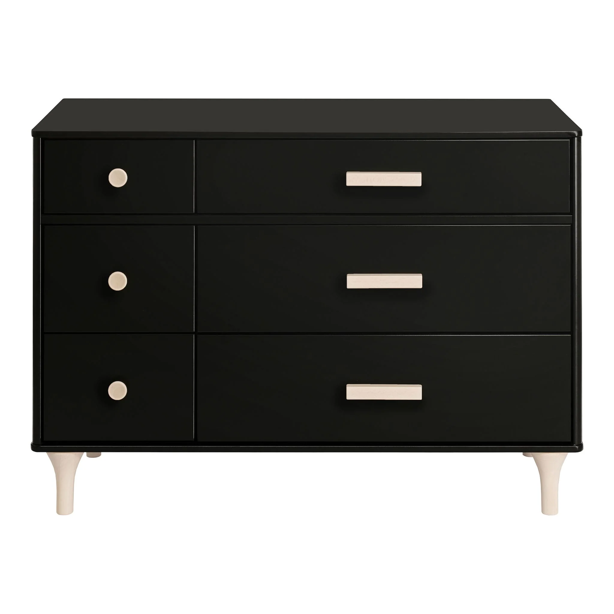 Commode Double 6 Tiroirs Lolly - Noir / Naturel Lavé