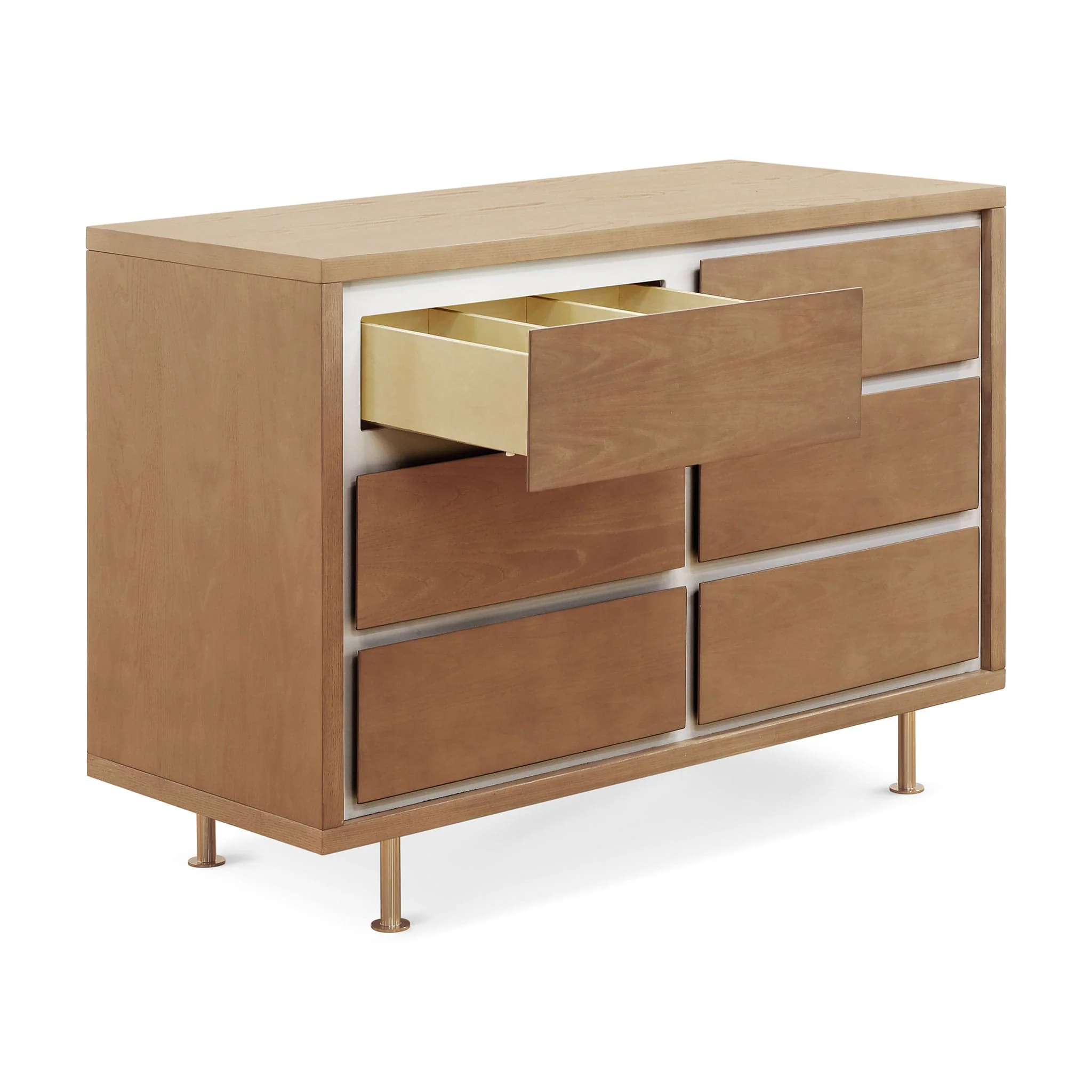 Commode 6 Tiroirs Novella - Frêne teinté / Ivoire - Image 6