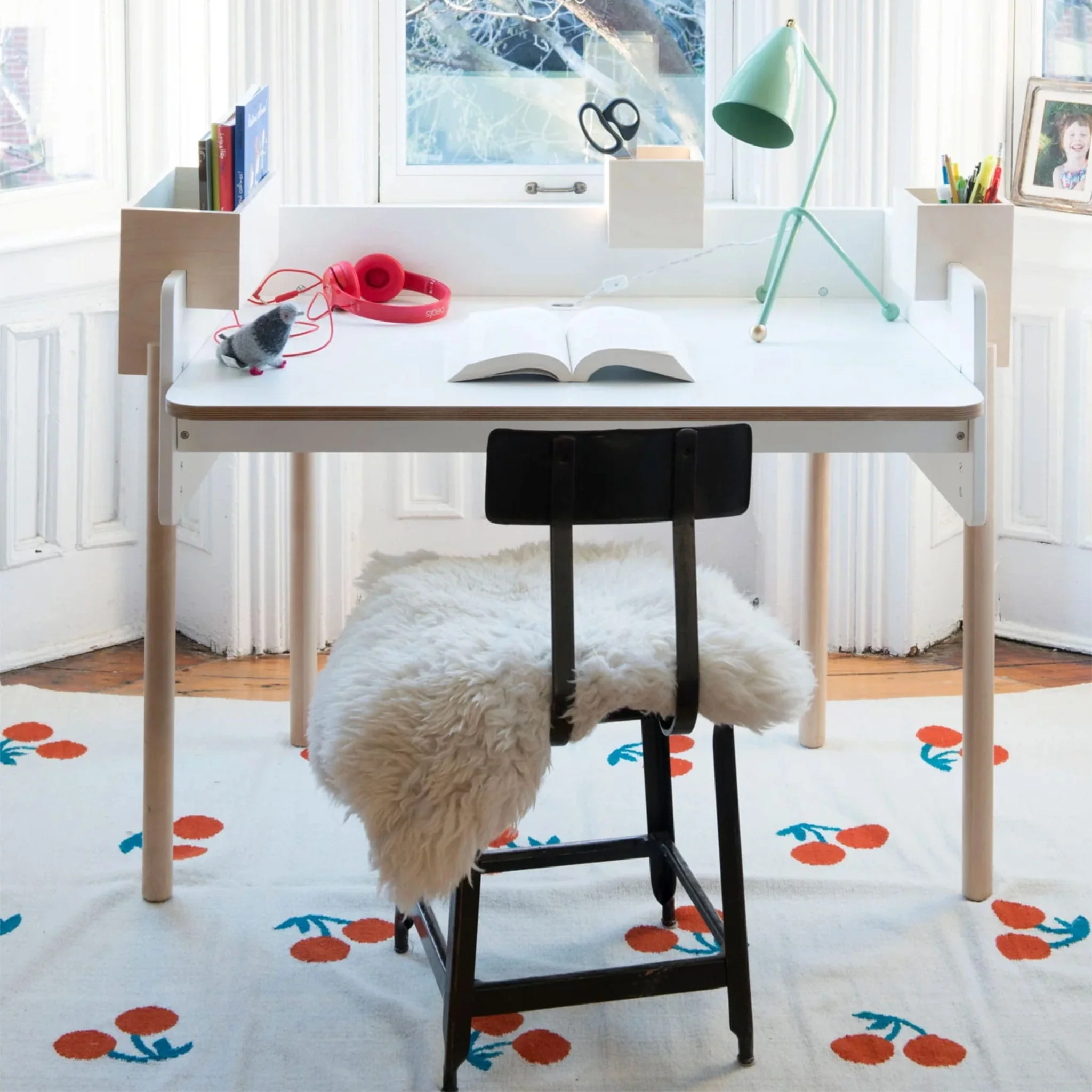 Bureau De Travail Brooklyn - Blanc/ Naturel - Image 9