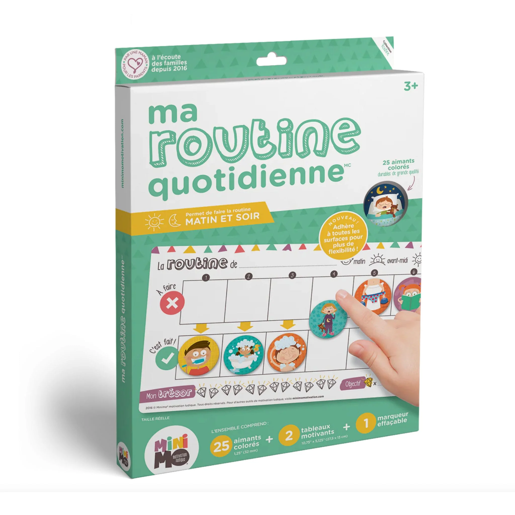Calendrier Ma routine quotidienne – 25 aimants + 2 tableaux + 1 marqueur