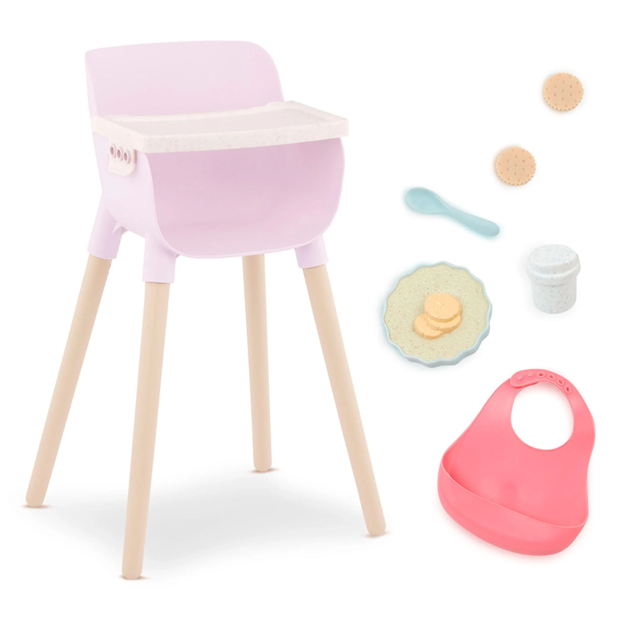 Chaise Haute & Ensemble d'Alimentation pour Poupée