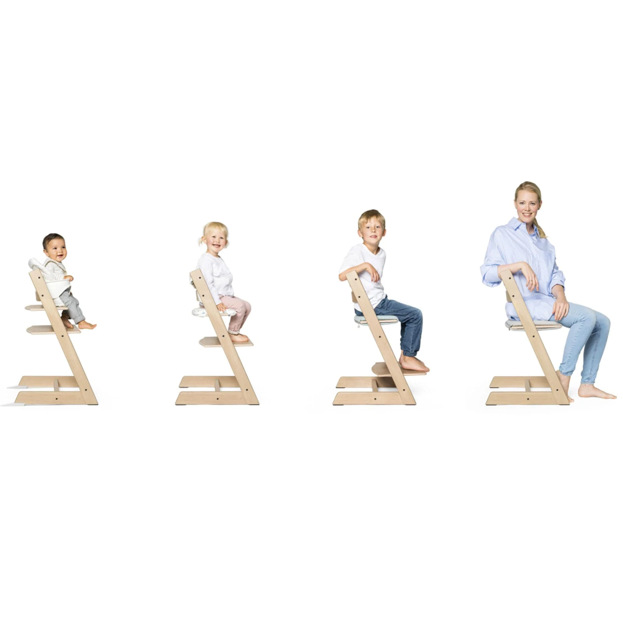 Chaise Haute Tripp Trapp® V2 + Coussin Gris avec Cabaret Stokke® - Blanc Lavé - Image 2
