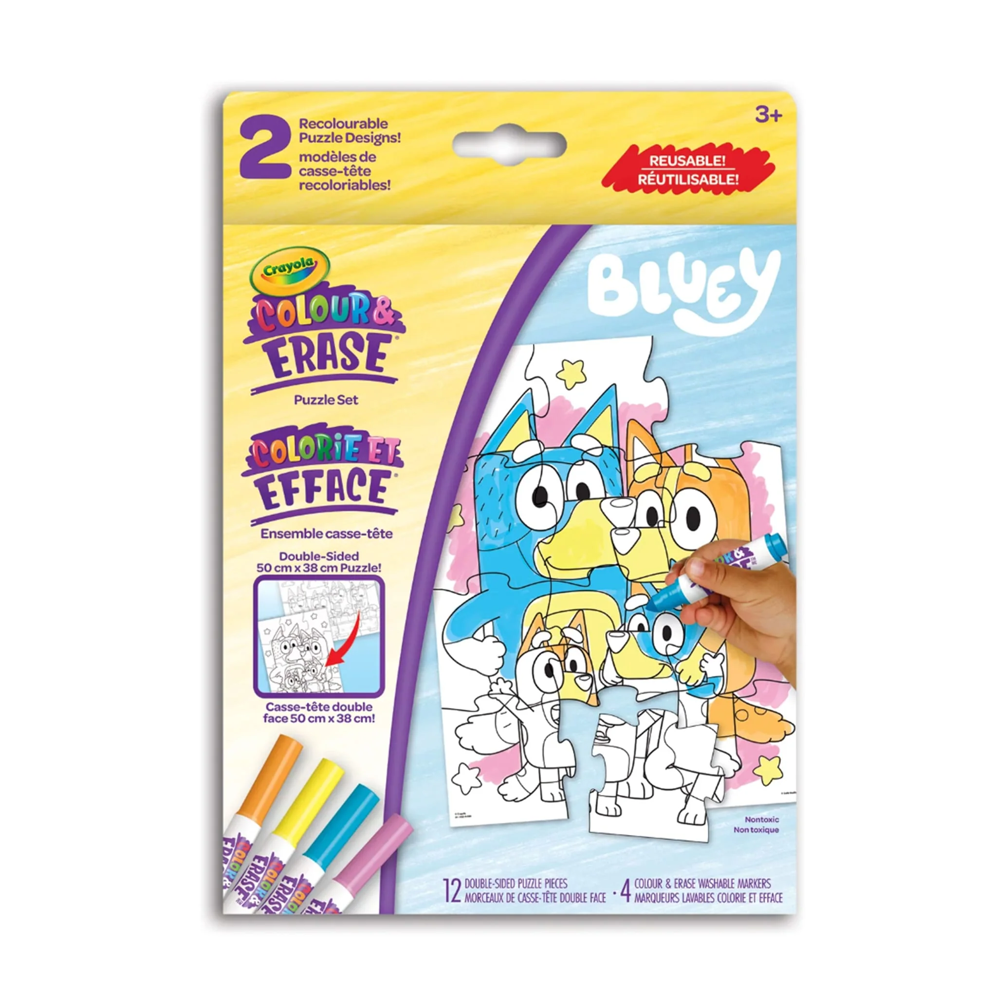 Ensemble de Puzzles Réutilisables Crayola Colorie et Efface de Bluey - Image 4