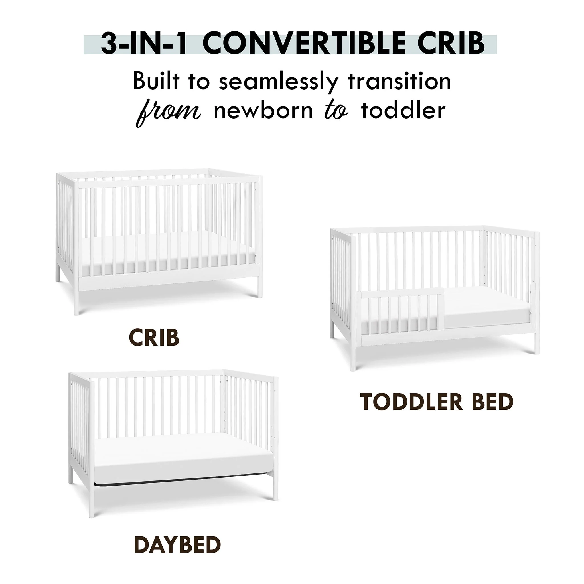 Couchette Convertible 3-en-1 Birdie - Blanc - Image 5