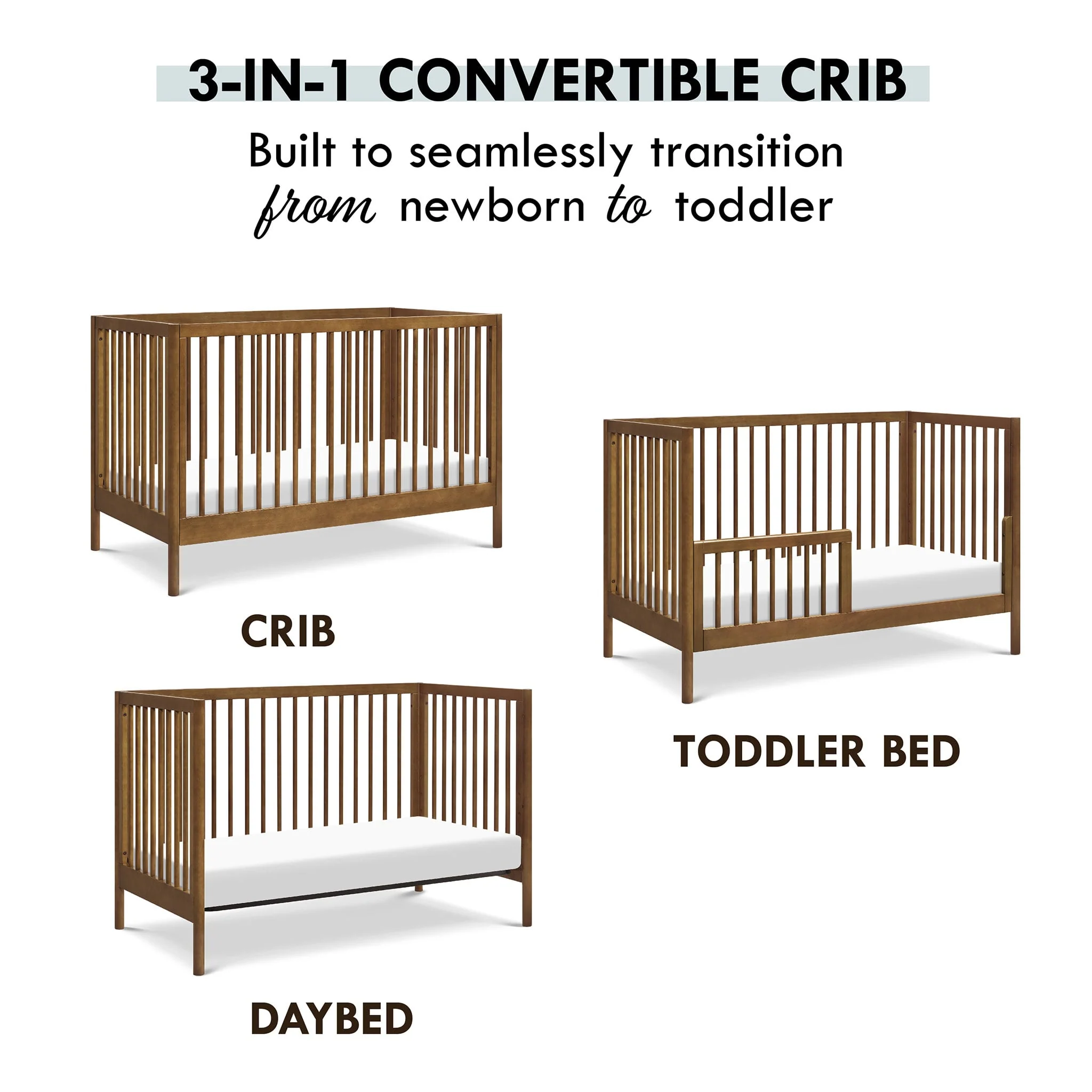 Couchette Convertible 3-en-1 Birdie - Noyer - Image 3