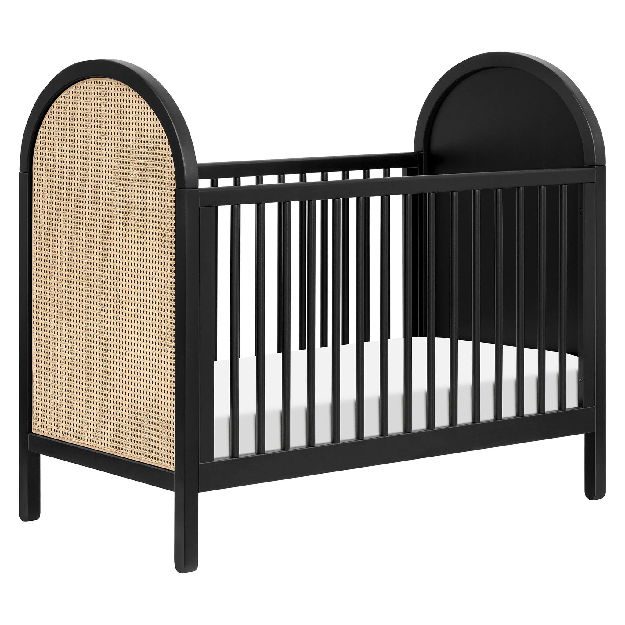 Couchette Convertible 3-en-1 Bondi Cane avec Kit de Conversion Lit pour Tout-petit - Noir / Rotin