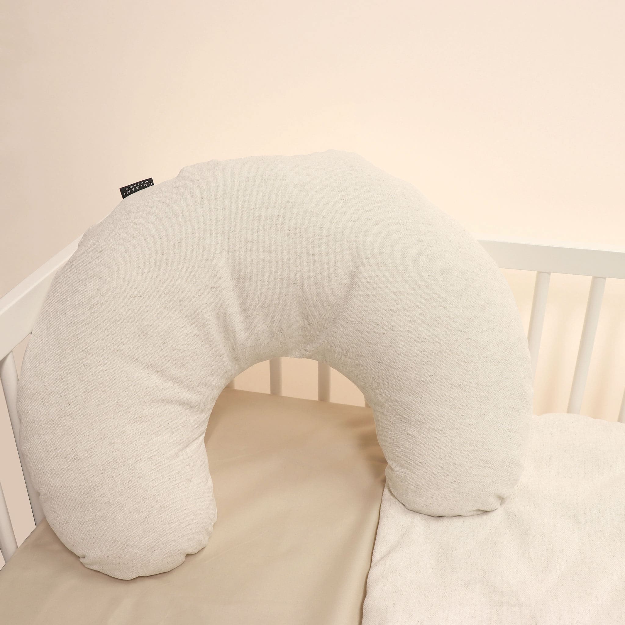 Coussin d'Allaitement - Beige Aspect Lin - Image 4
