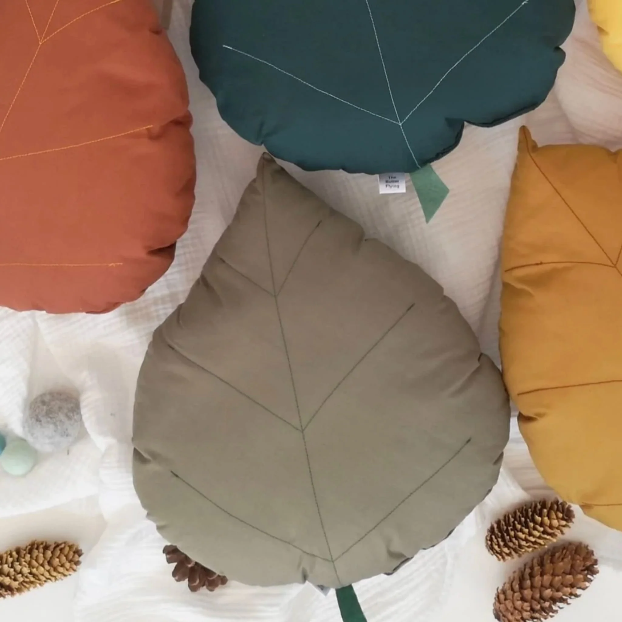 Coussin Feuille de Bouleau - Olive