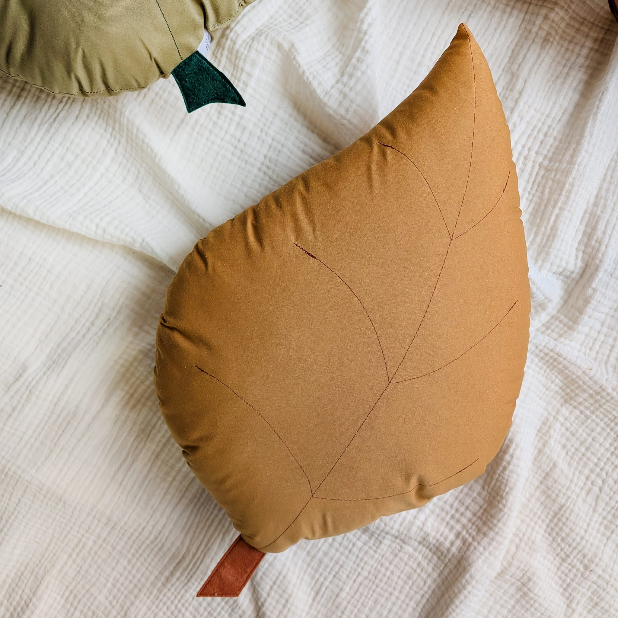 Coussin Feuille de FrĂȘne - Ocre