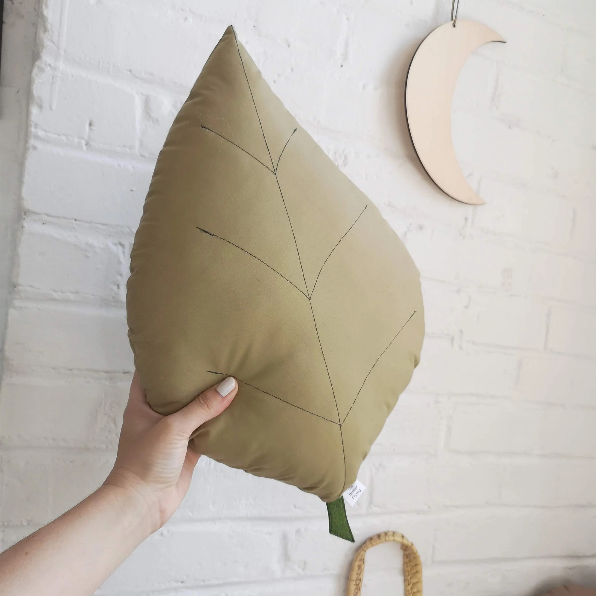 Coussin Feuille de FrĂȘne - Olive
