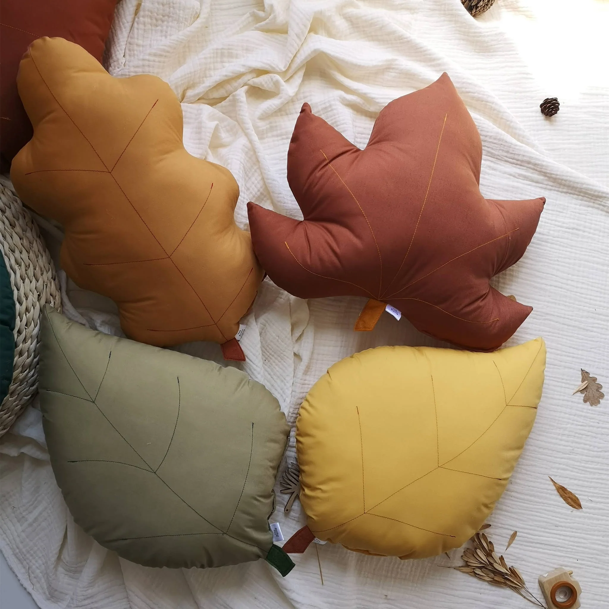 Coussin Feuille de FrĂȘne - Olive - Image 3