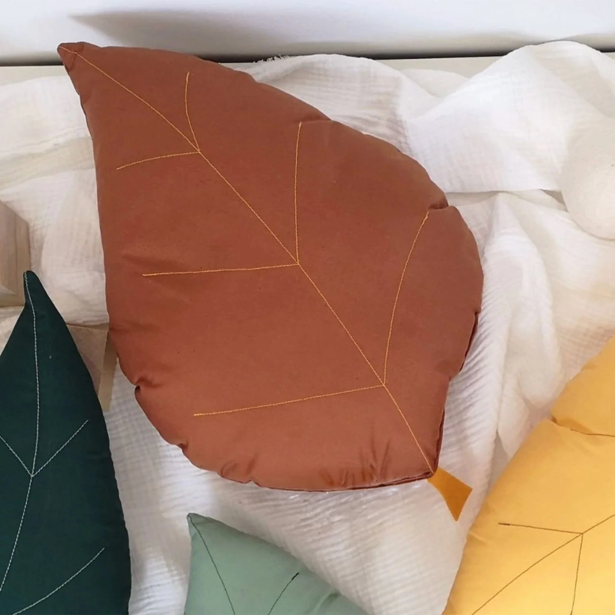 Coussin Feuille de FrĂȘne - Rouille