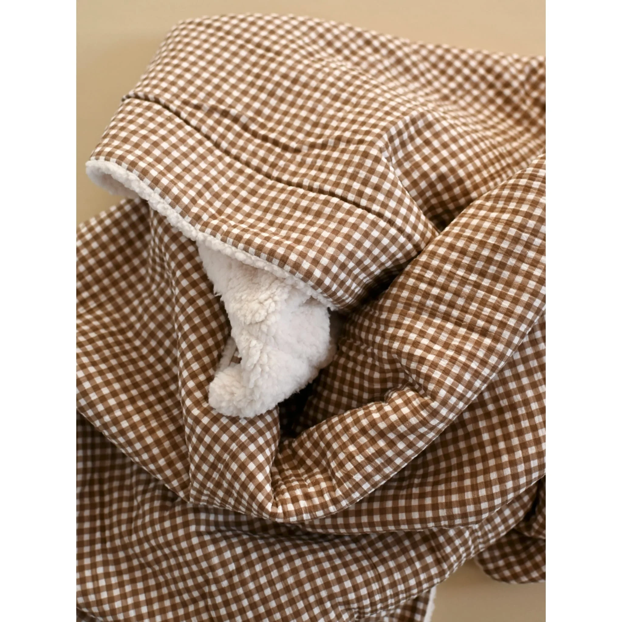 Couverture Sherpa Mousseline - Vichy Brun - Image 6