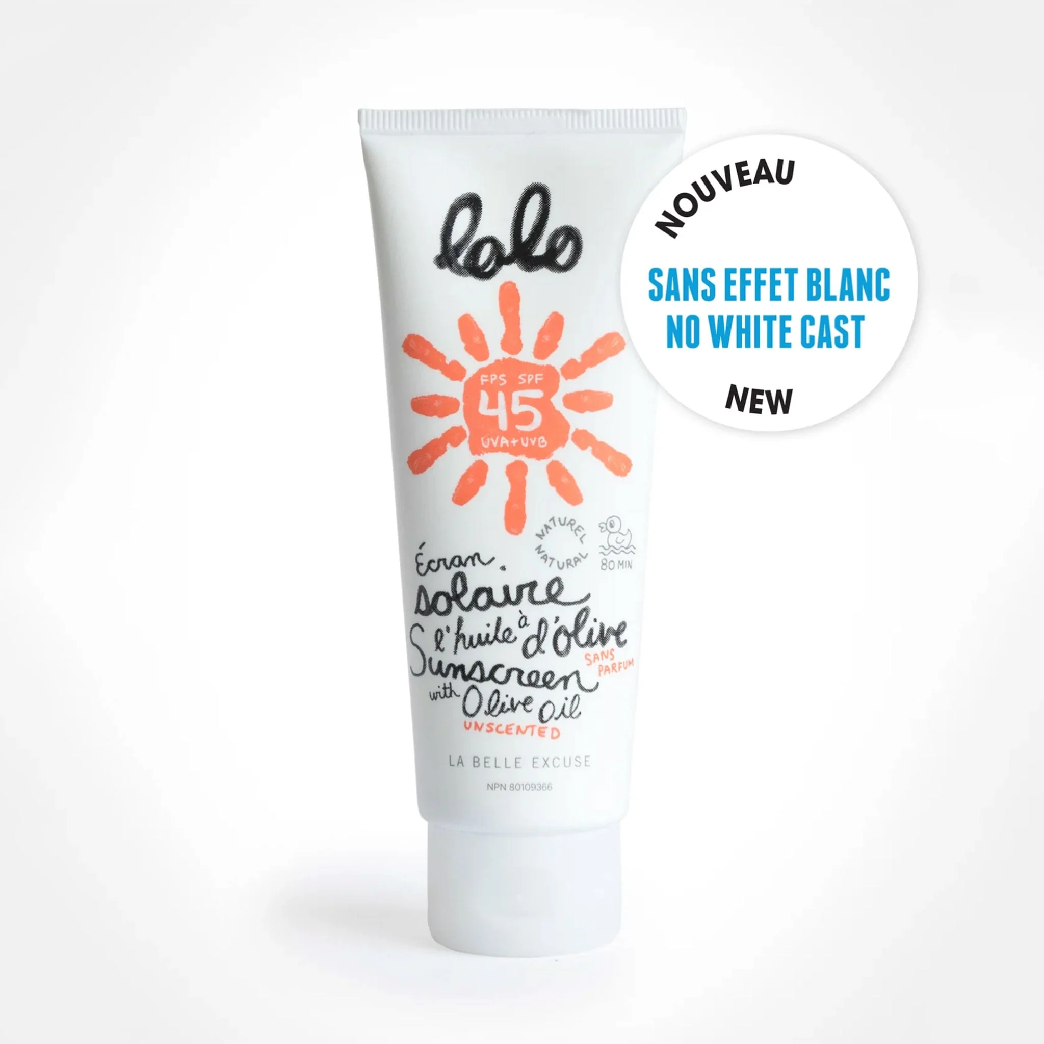 Crème Solaire à l'Huile d'Olive Sans Parfum SPF45 75 ml