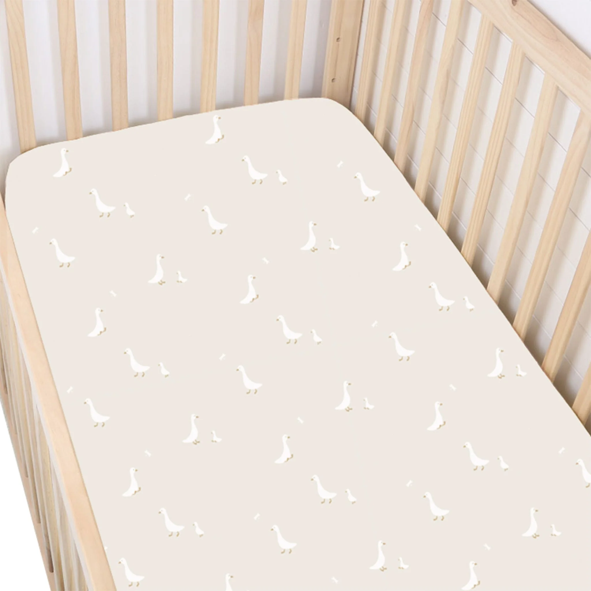 Drap Contour Bambou pour Lit de Bébé - Oies
