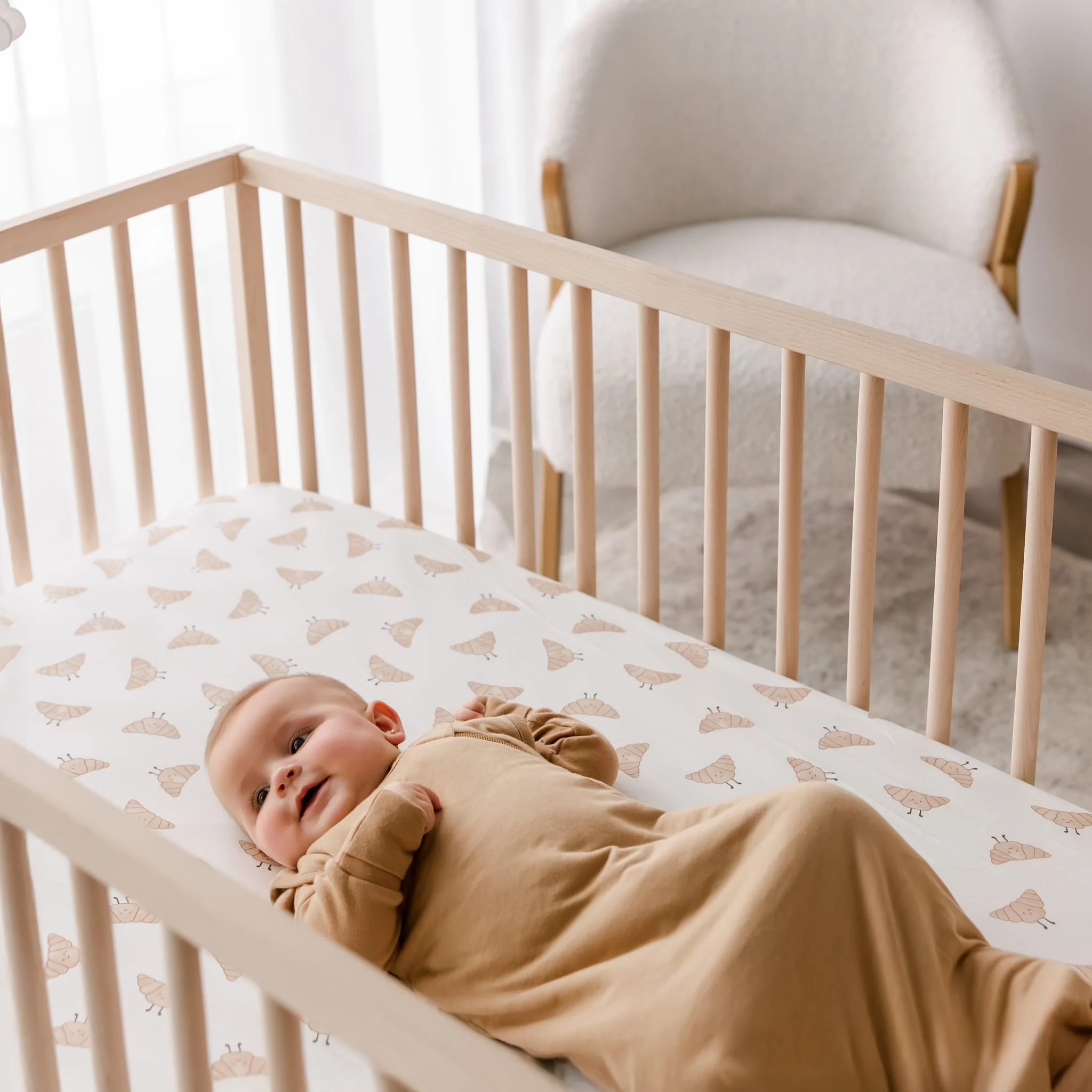 Drap Contour pour Lit de Bébé - Croissants - Image 2