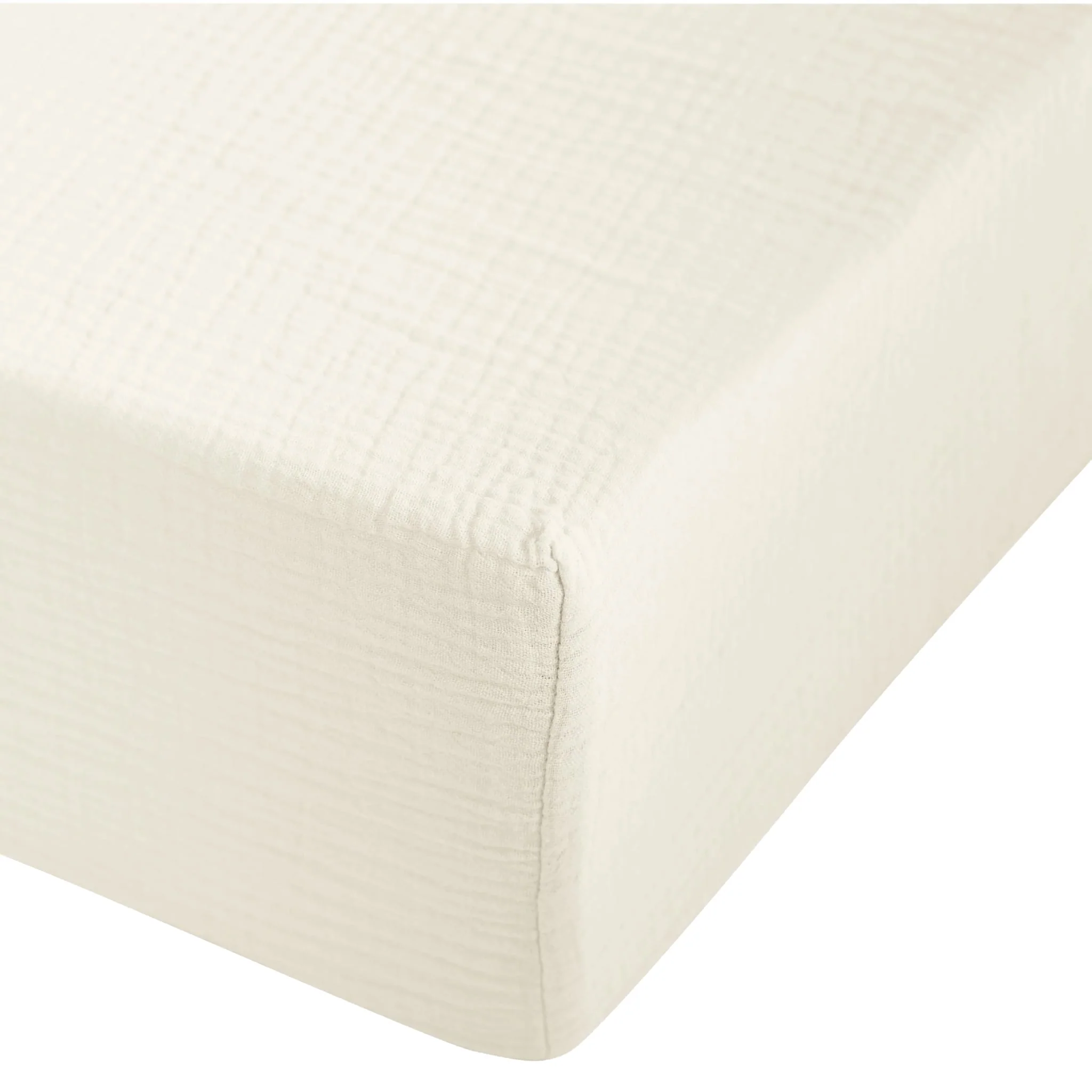 Drap Contour Mousseline pour Lit de Bébé - Coconut Milk