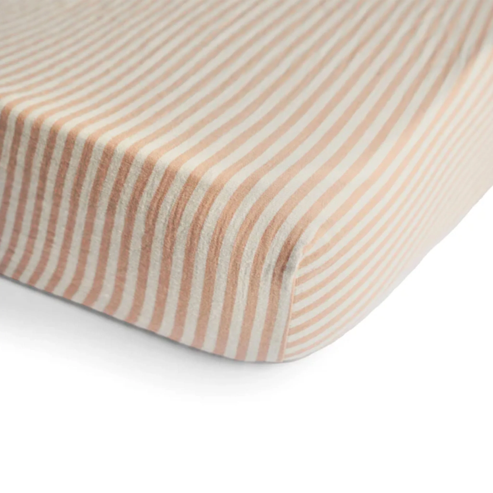 Drap Contour pour Lit de Bébé Mousseline -  Rayure Naturel