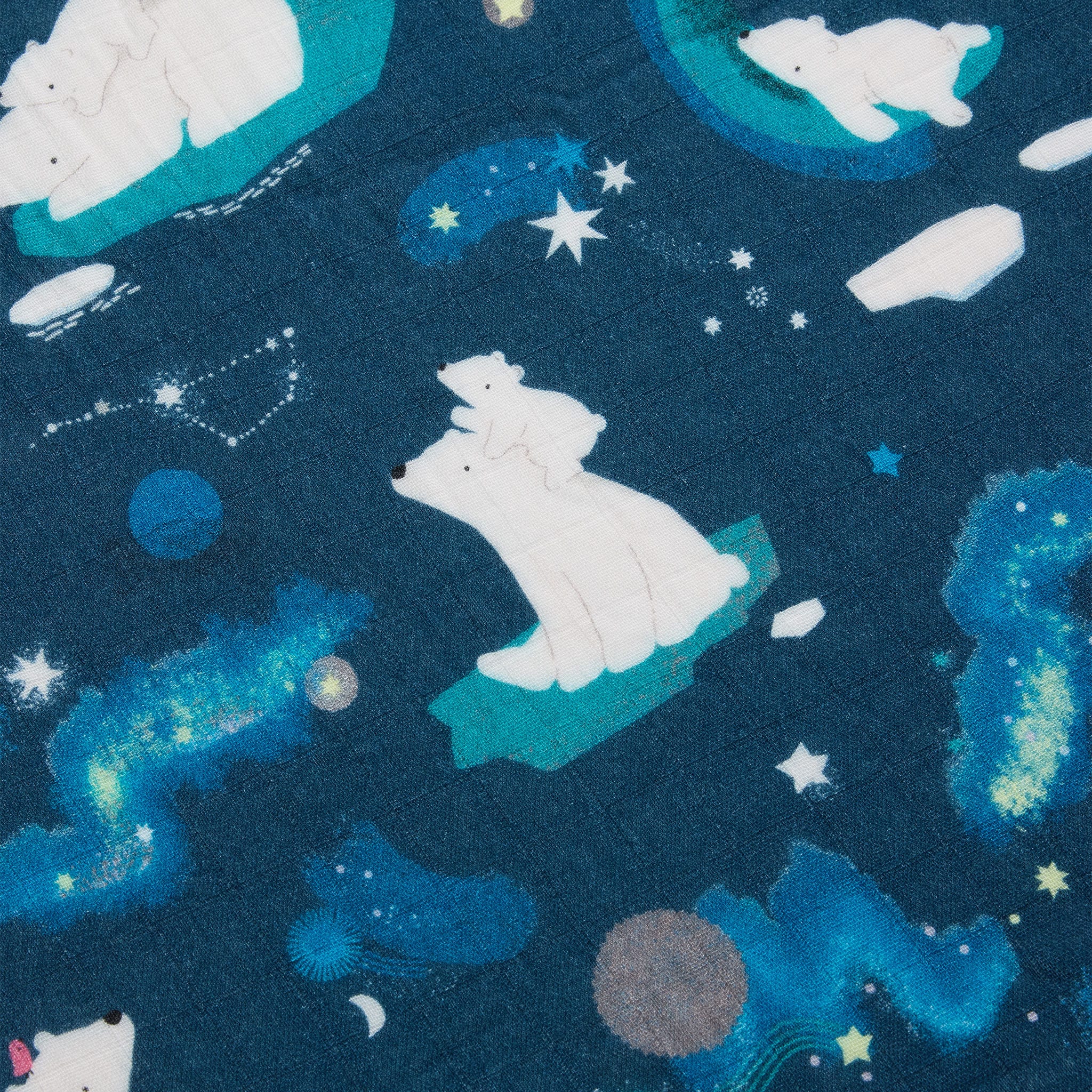 Drap Contour pour Lit de Bébé - Mousseline Bambou Ours Polaire - Image 2