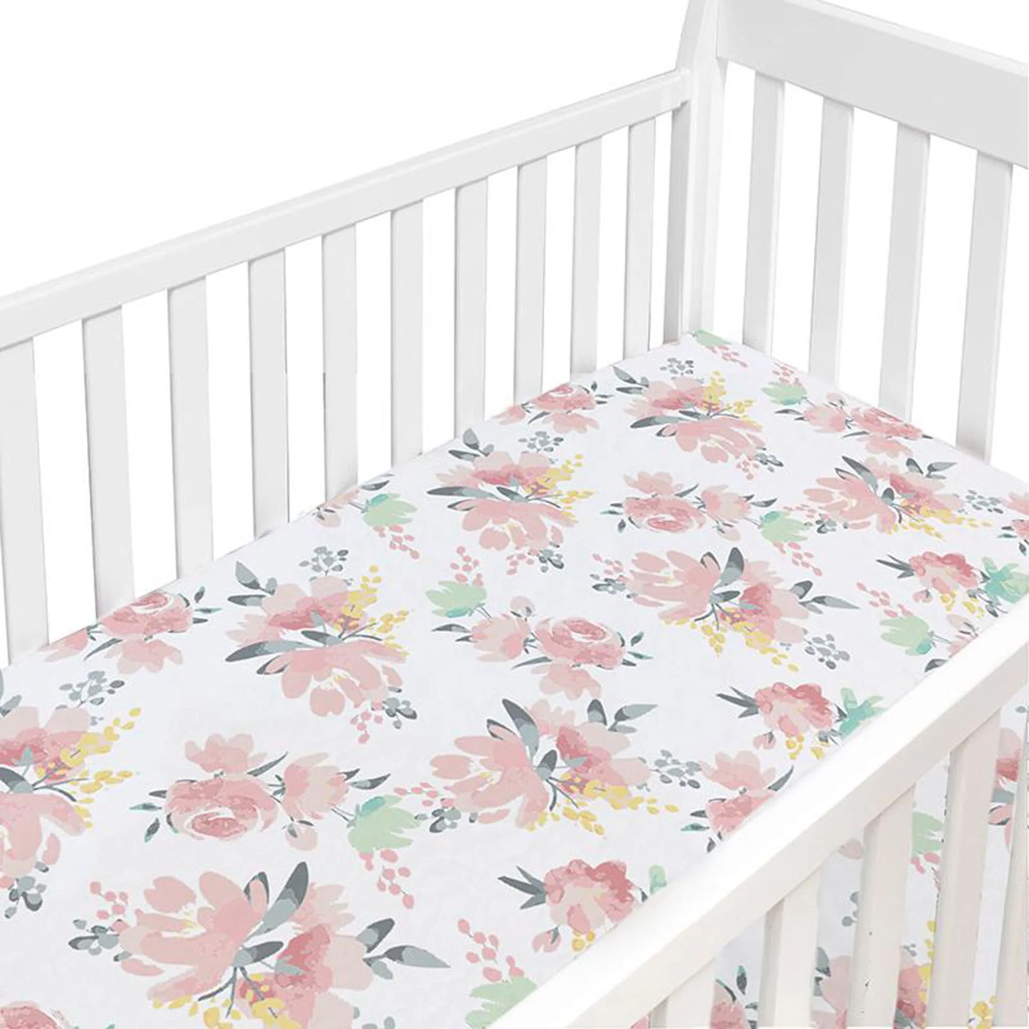 Drap Contour pour Lit de Bébé - Percale Fleurs - Image 3