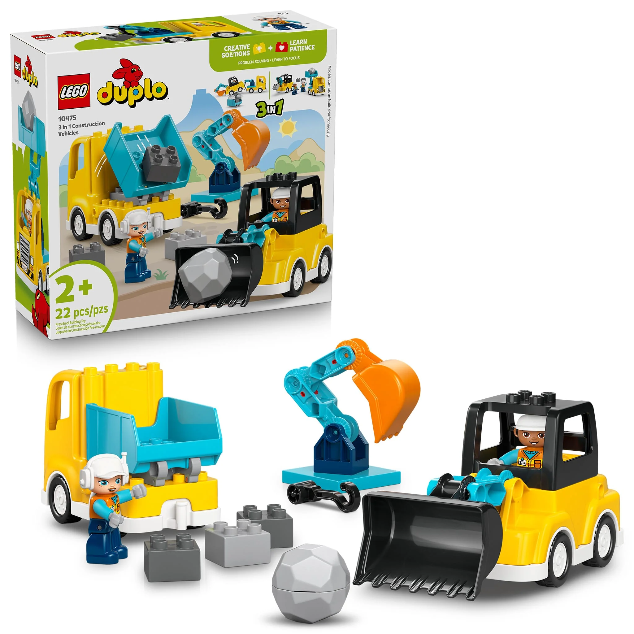 LEGO® DUPLO® Ma ville Les véhicules de chantier 3 en 1