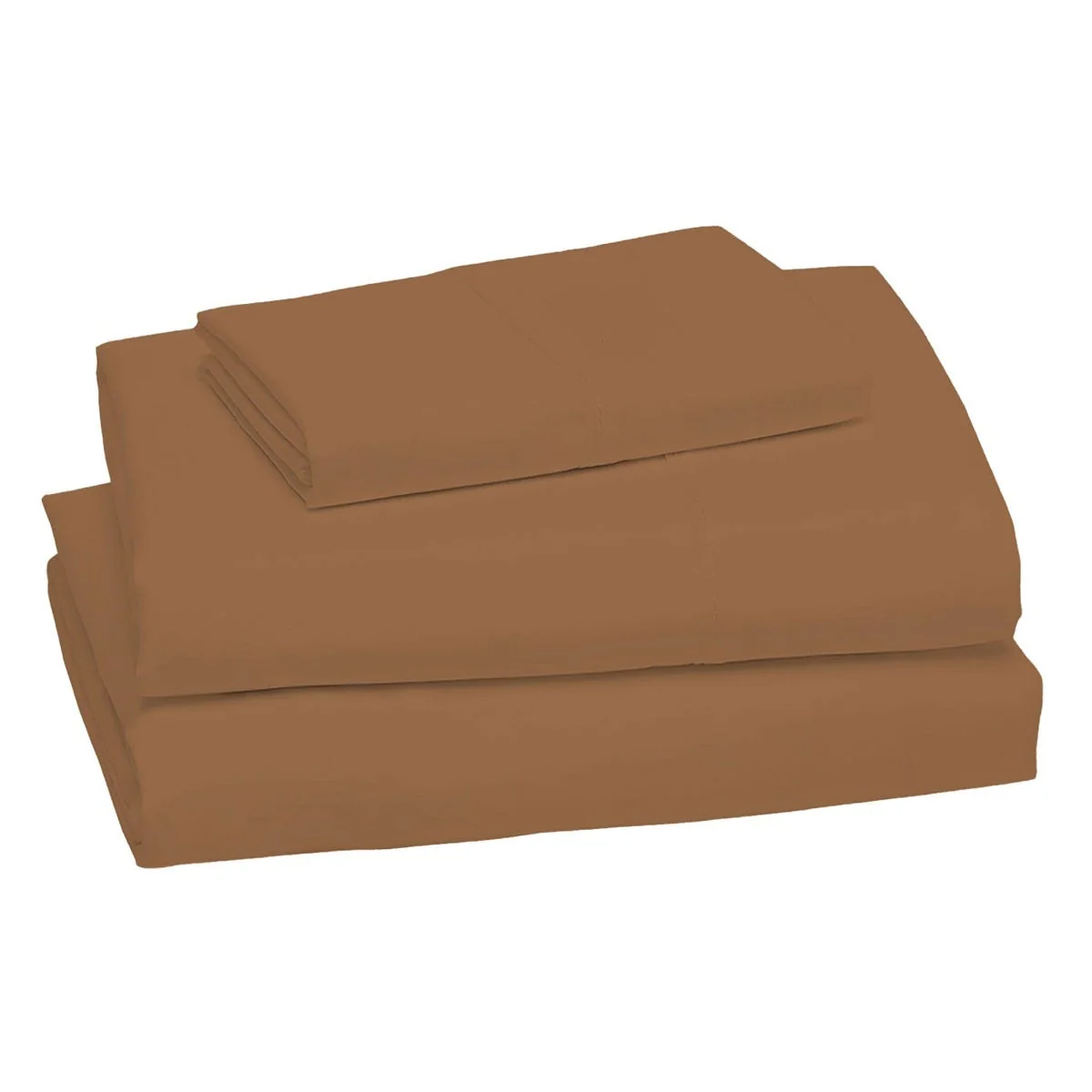 Ensemble Draps Flanelle Lit Double - Uni Caramel - Image 6