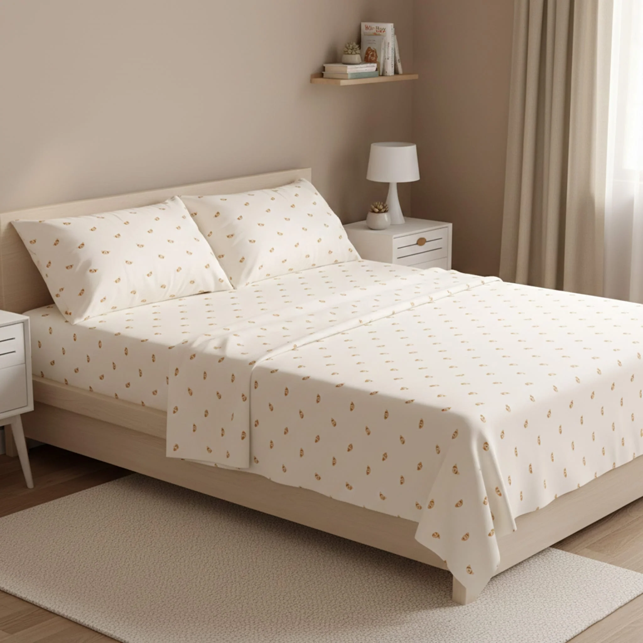 Ensemble Draps pour Lit Double - Croissants - Image 2