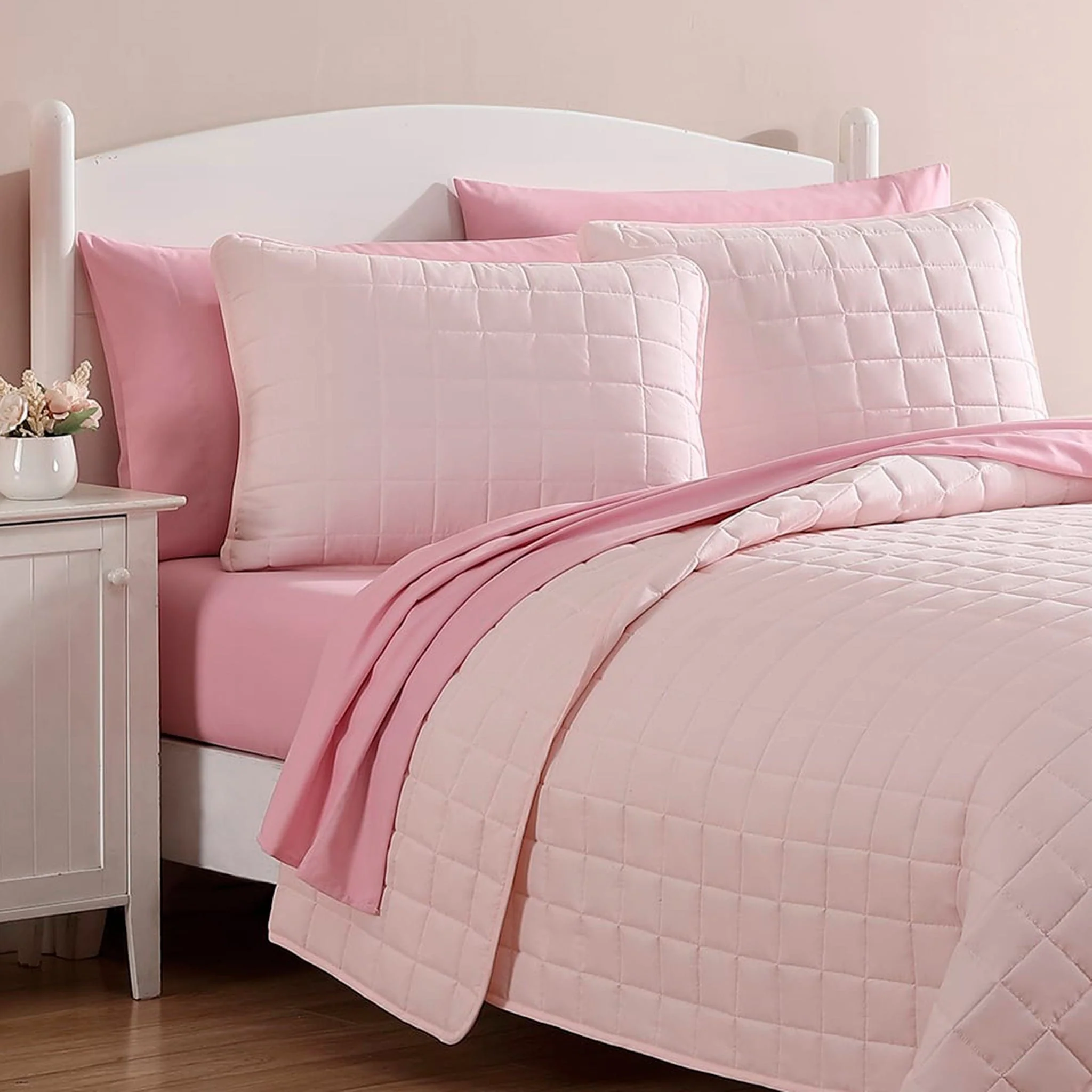 Ensemble Draps Lit Simple - Rose - Image 3