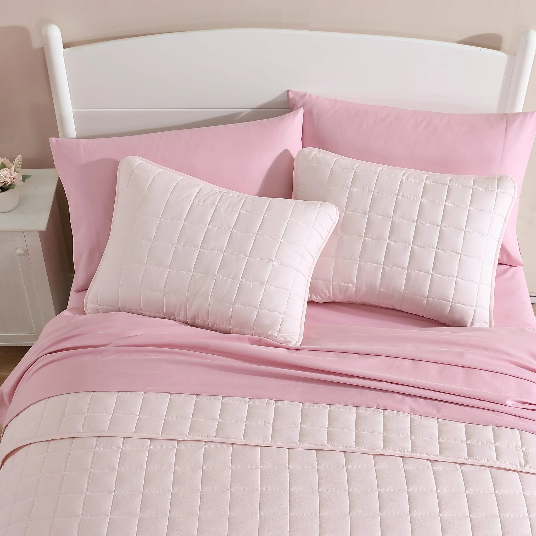 Ensemble Draps Lit Simple - Rose - Image 4