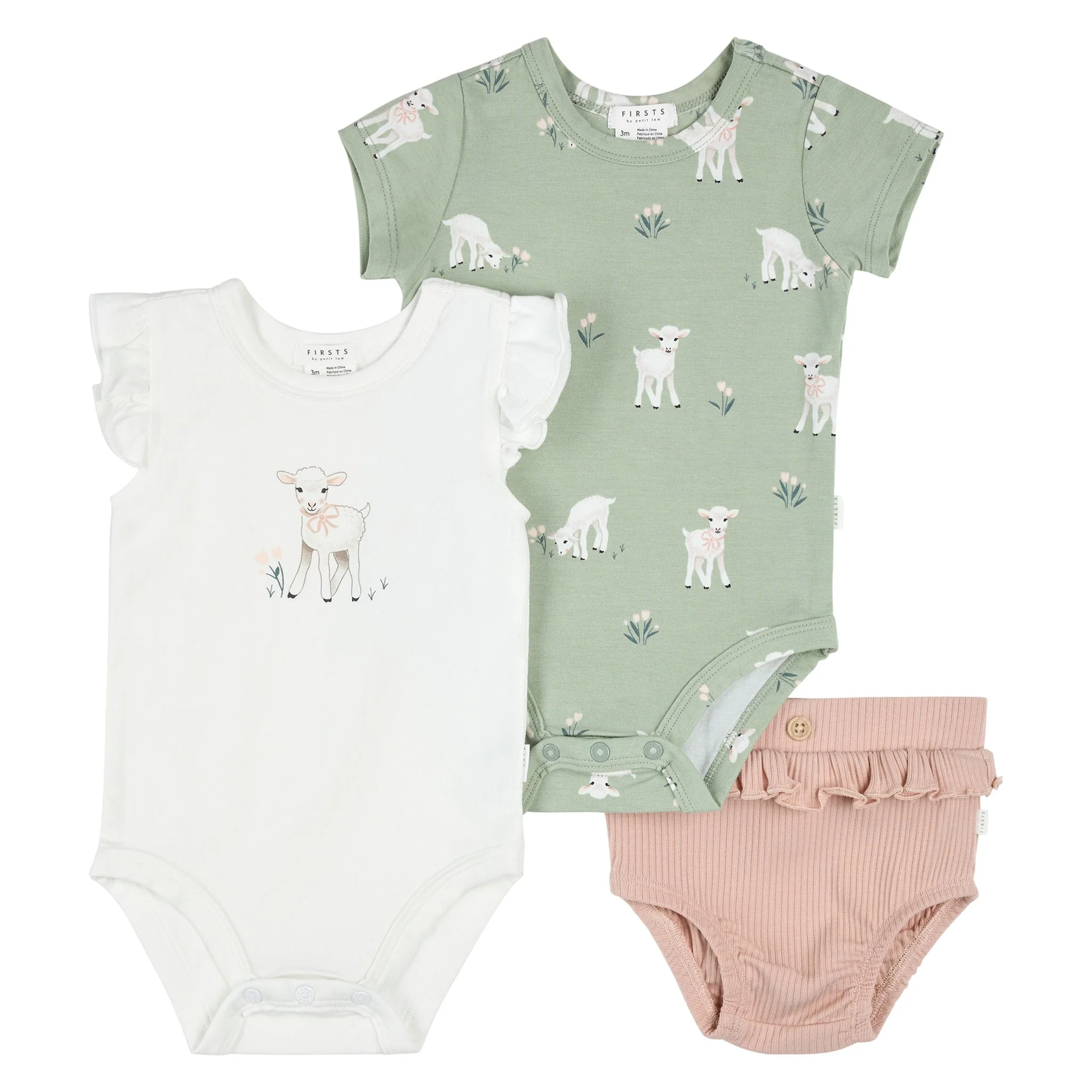 Ensemble Short Trois Pièces Agneaux 3-24mois