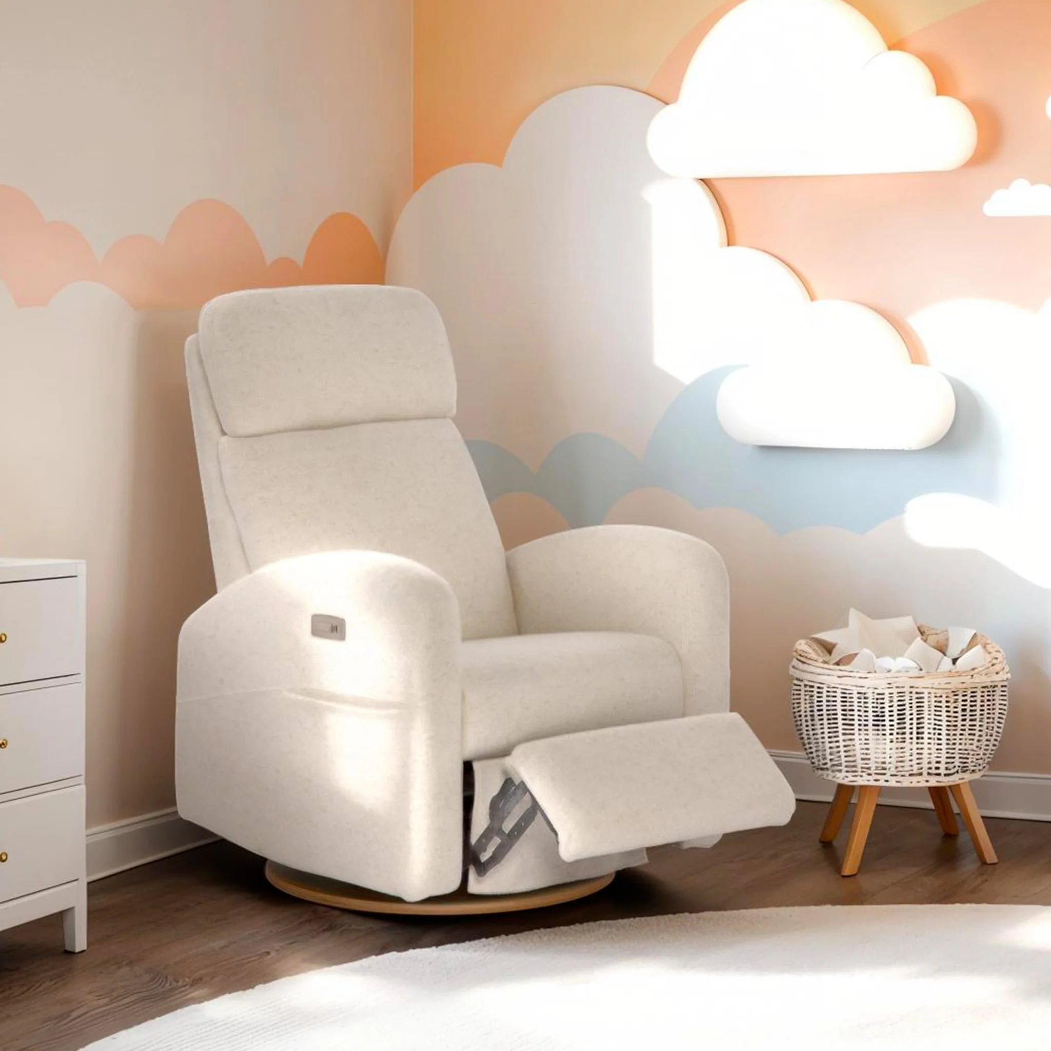Fauteuil Berçant Inclinable Pivotant Hailey Henequen avec Mécanisme Électrique (Tissu anti-tache) - Image 2