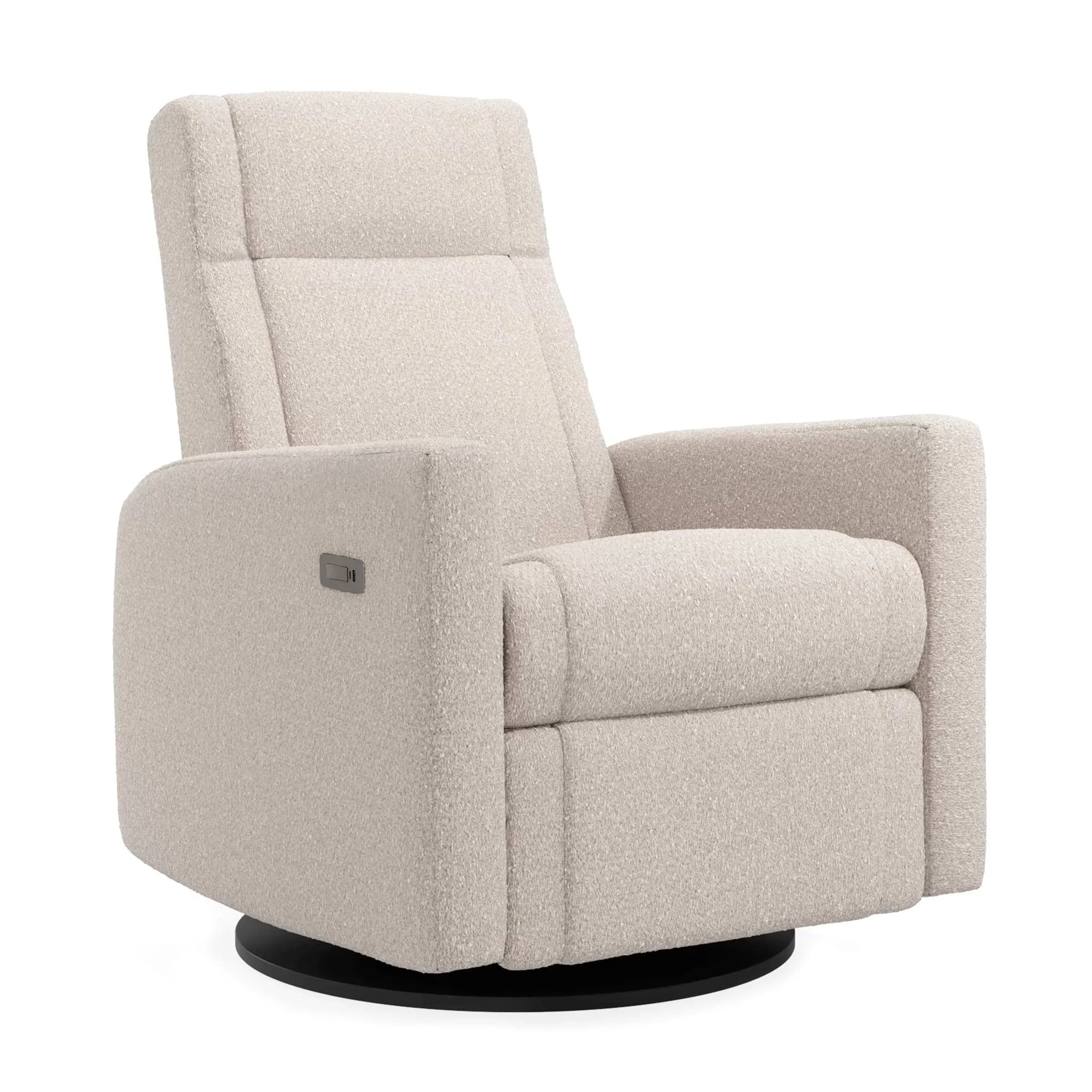 Fauteuil Berçant et Pivotant Nelly - Beyond Sheep Vanille / Noir avec Mécanisme Électrique