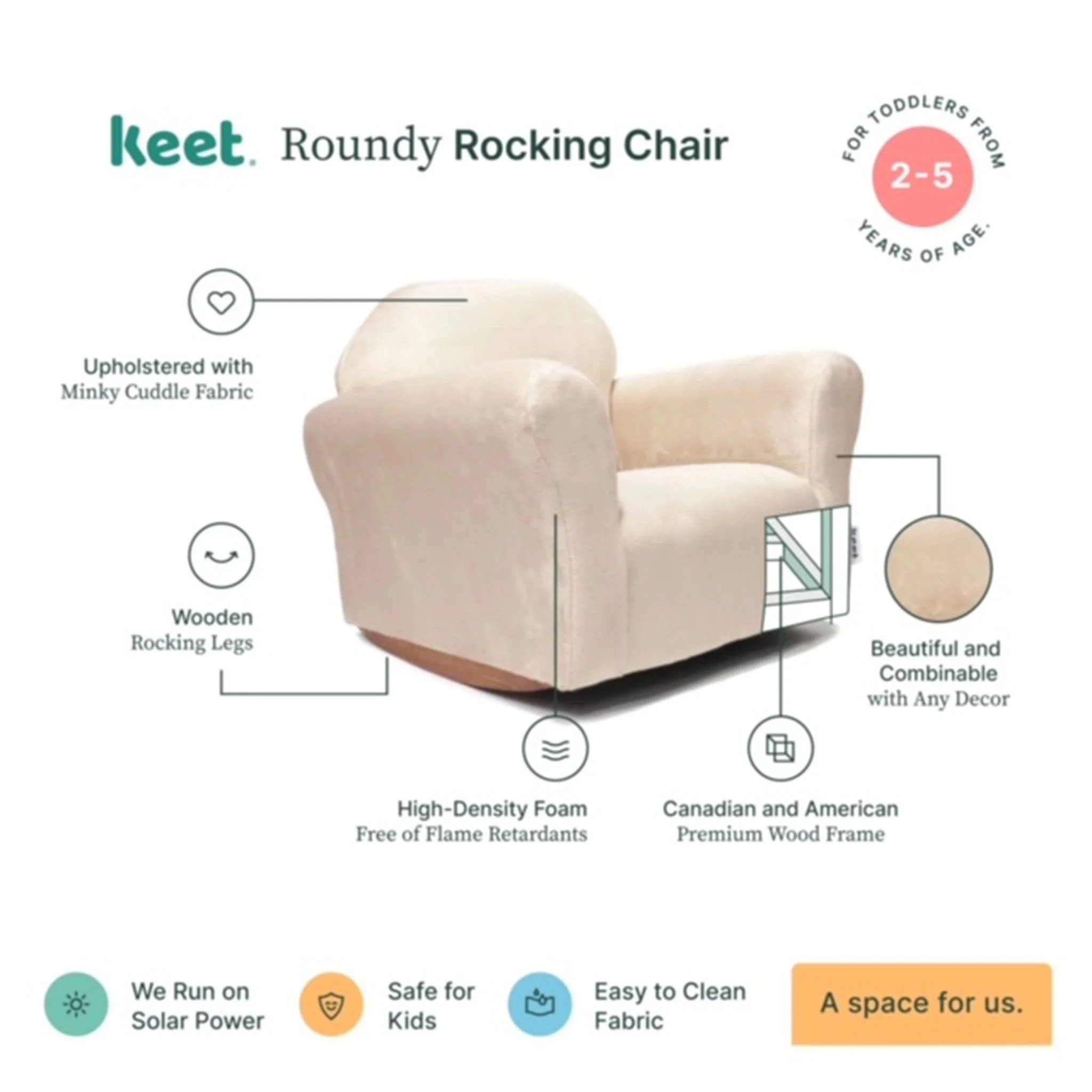 Fauteuil Berçant Roundy pour Enfant - Beige - Image 4