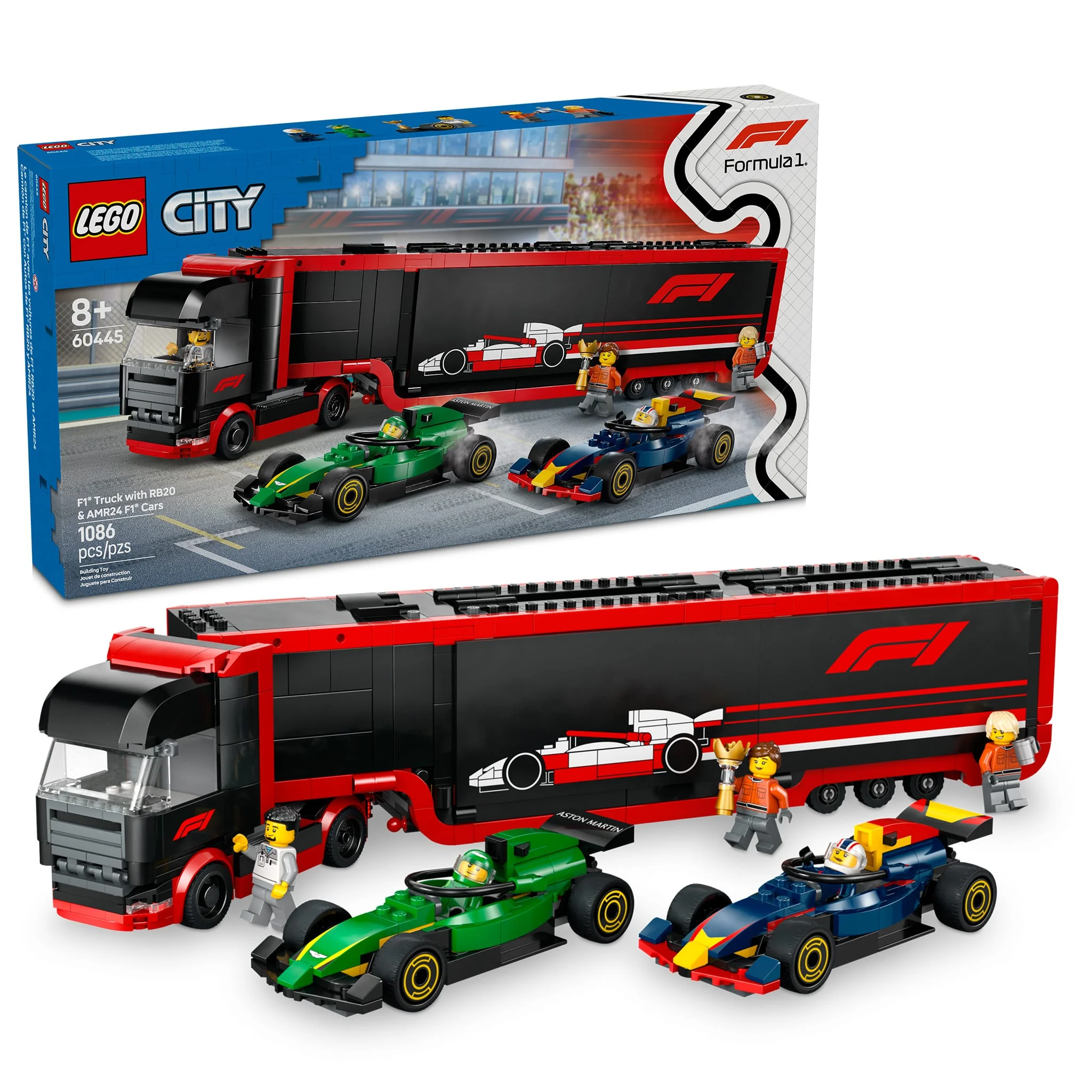 LEGO® City Le camion de F1® avec les voitures de F1® RB20 et AMR24