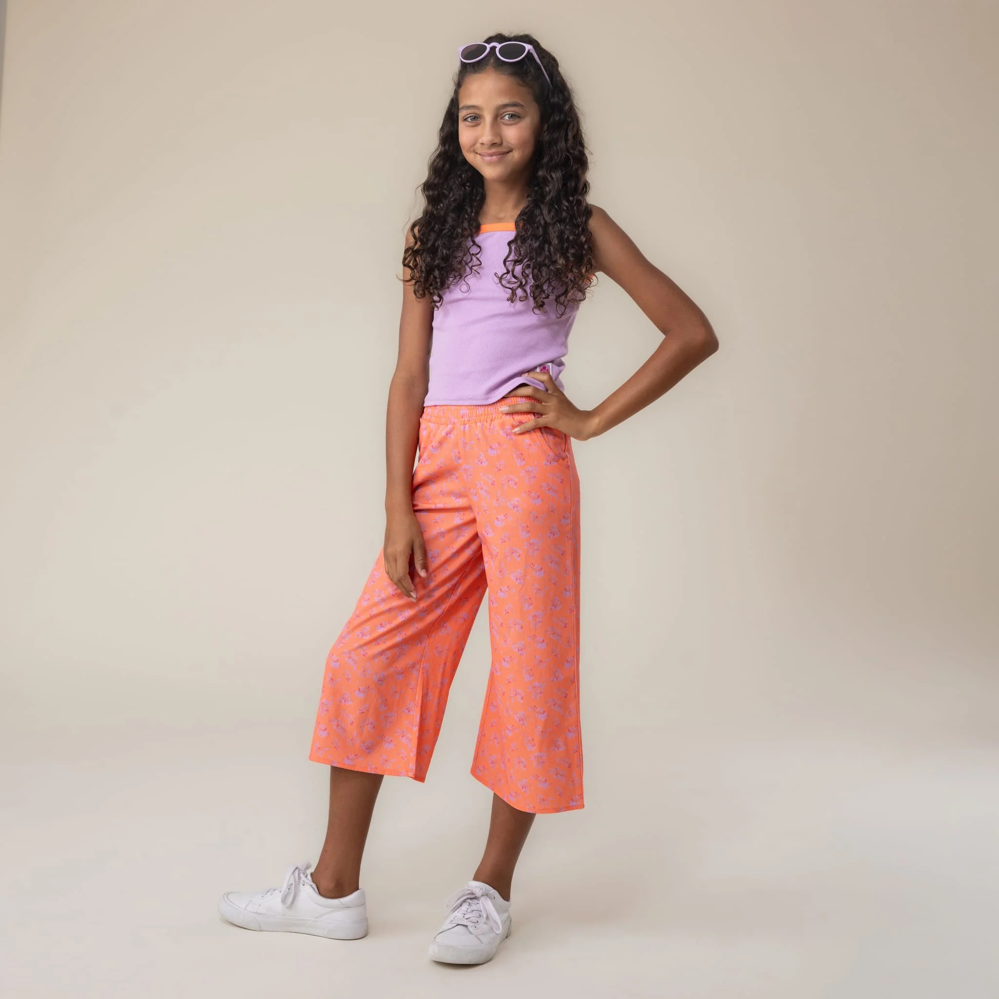 Pantalon Jambe Large Fleurs 2-12ans - Image 2