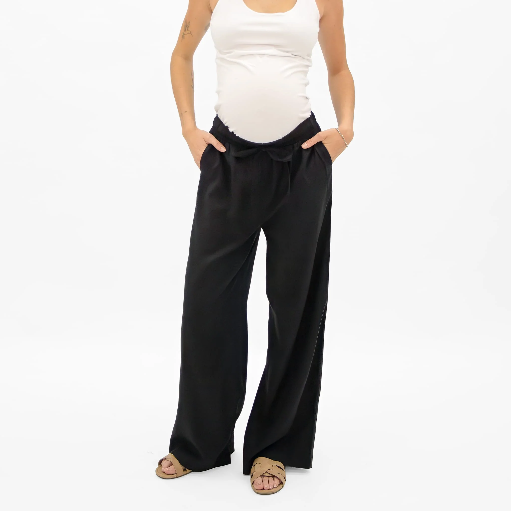 Pantalon Maternité Lin Noir