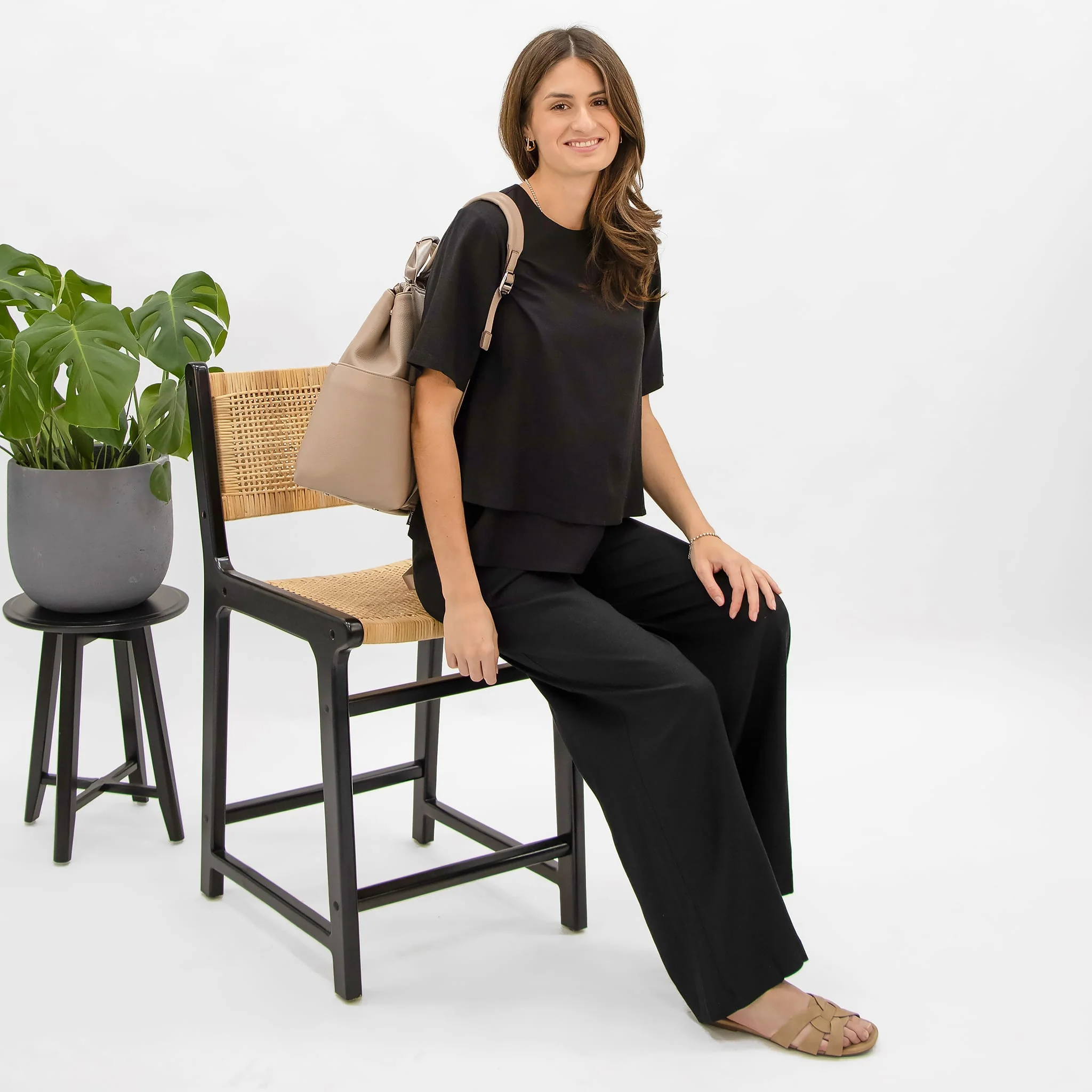 Pantalon Maternité Lin Noir - Image 6