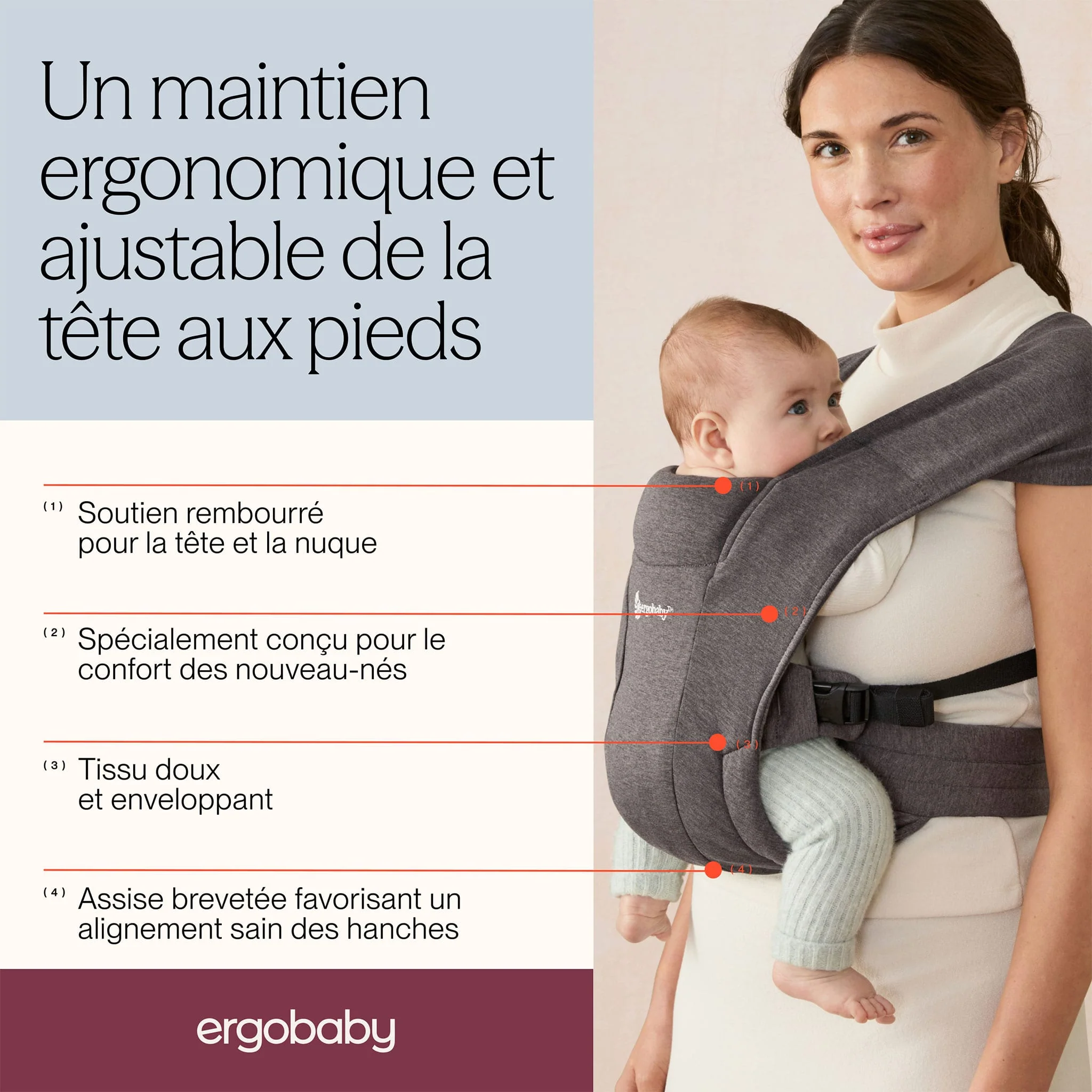 Porte-bébé Nouveau-Né Embrace - Crème - Image 8